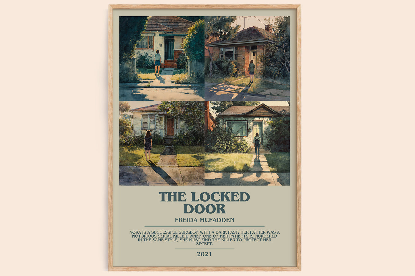The Locked Door bookish book poster by Freida McFadden – framed literary art print