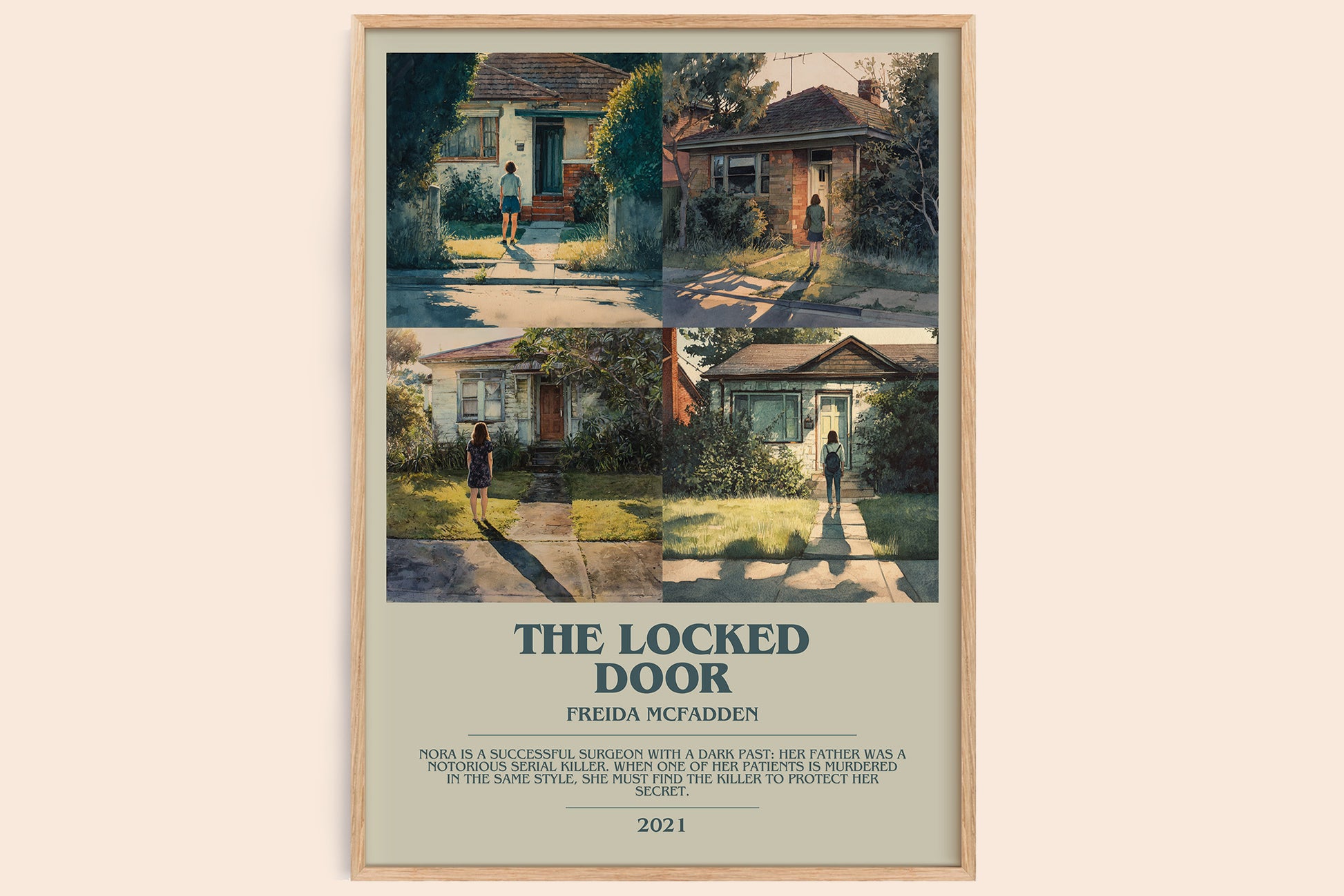 The Locked Door bookish book poster by Freida McFadden – framed literary art print