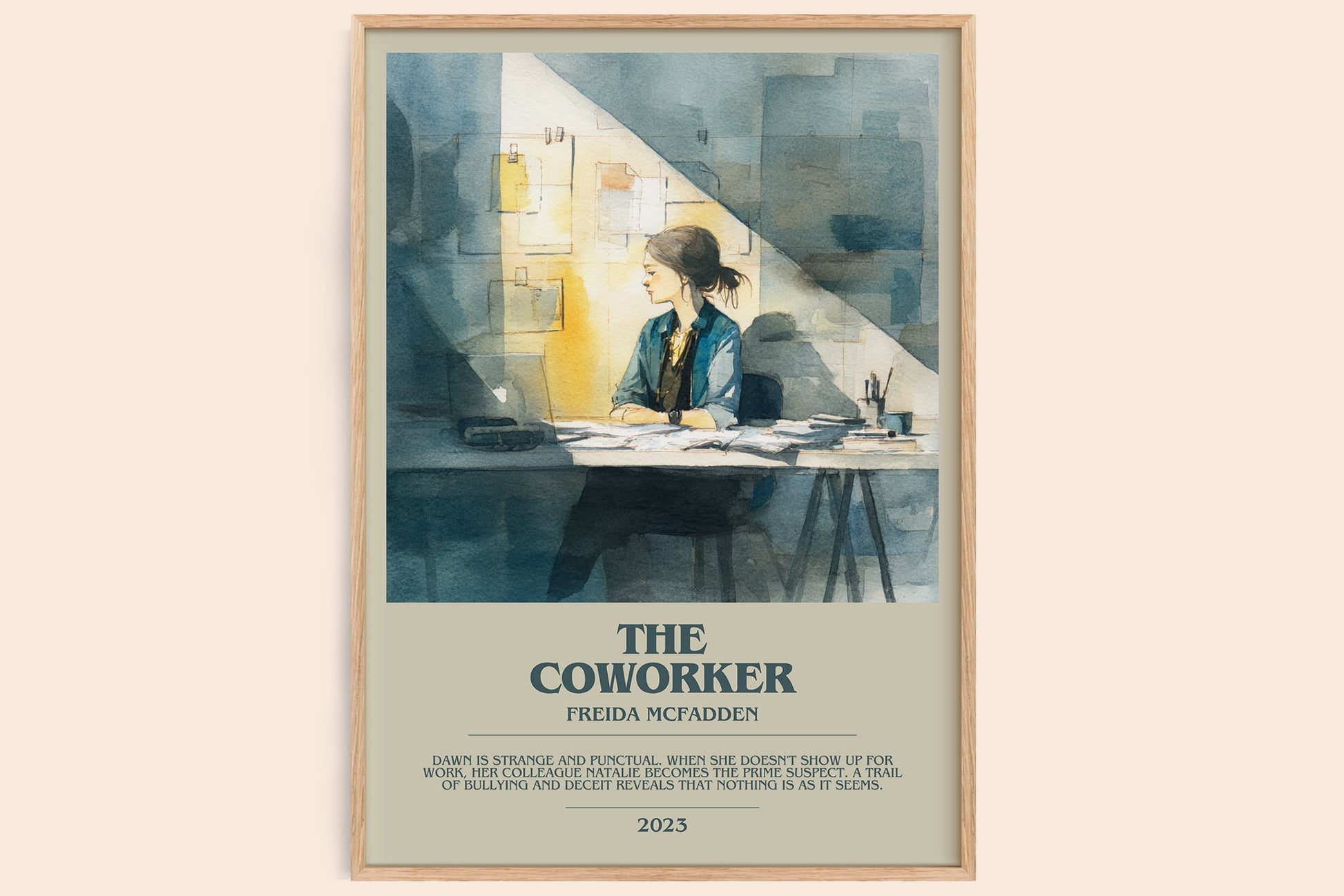 The Coworker bookish book poster by Freida McFadden – framed literary art print