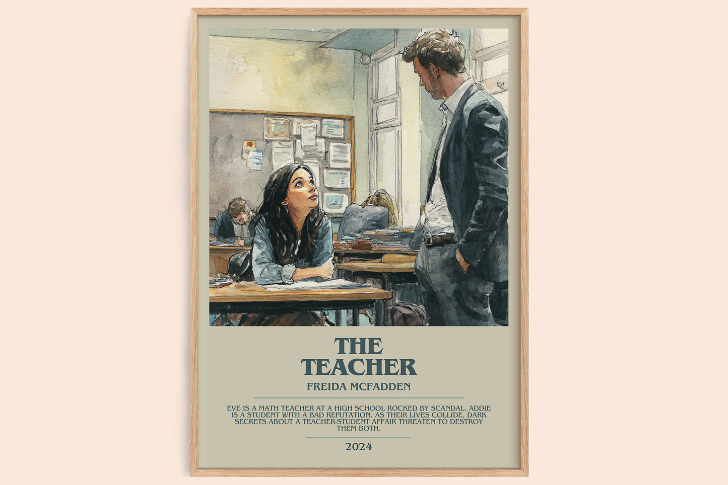 The Teacher bookish book poster by Freida McFadden – framed literary art print