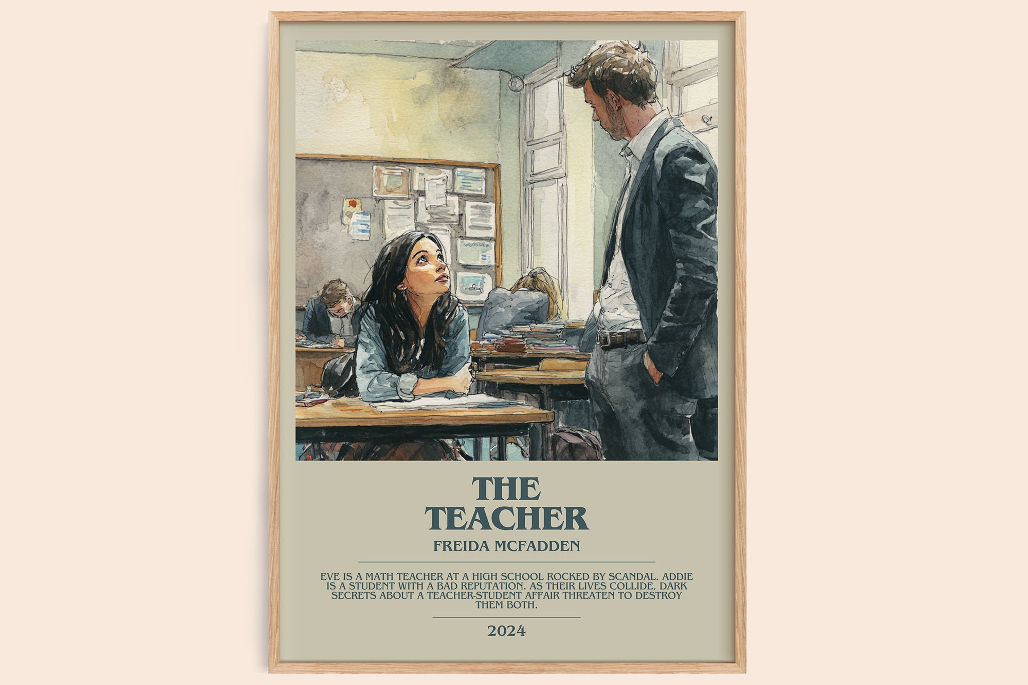 The Teacher bookish book poster by Freida McFadden – framed literary art print