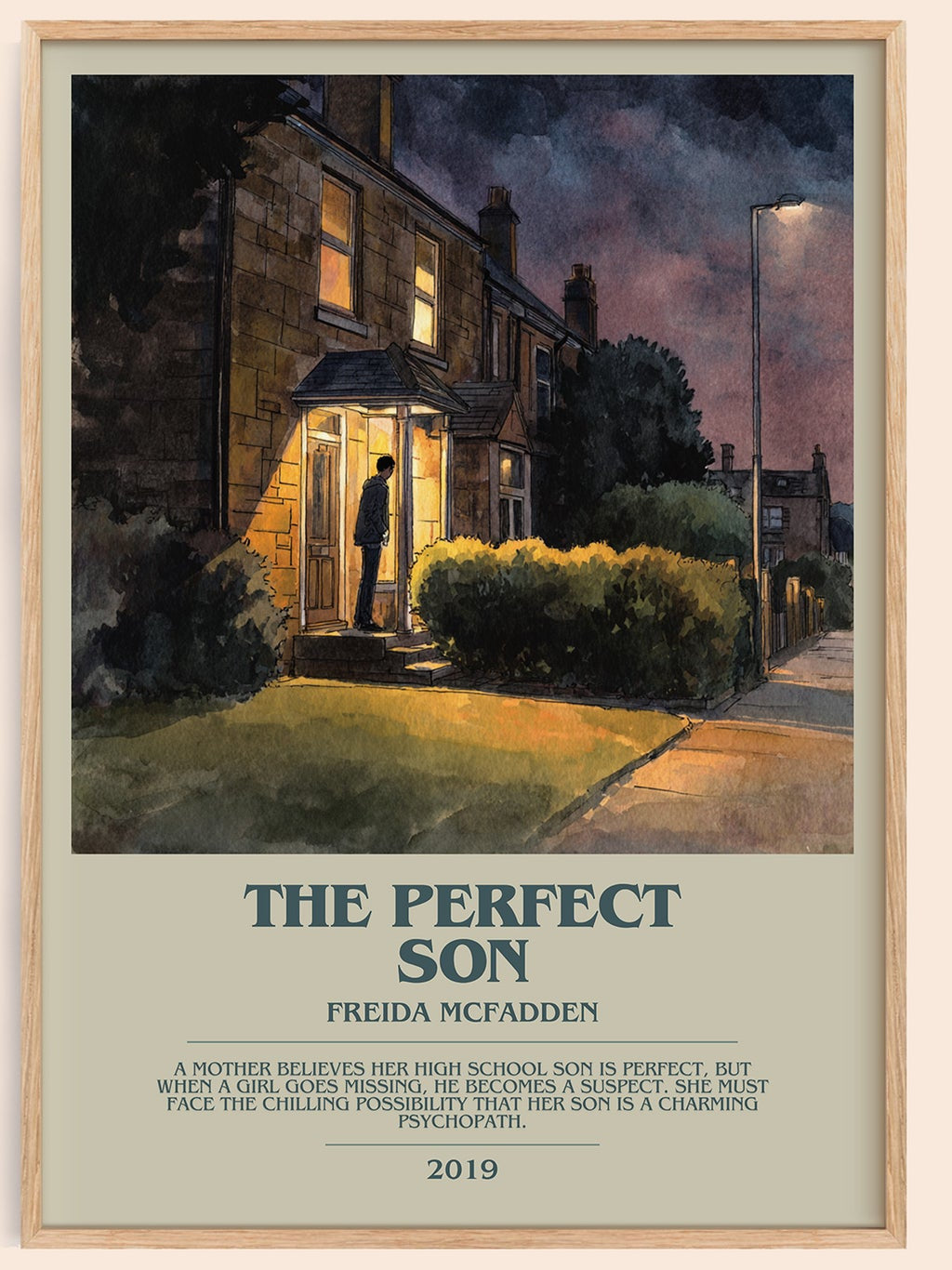 The Perfect Son bookish book poster by Freida McFadden – framed literary art print