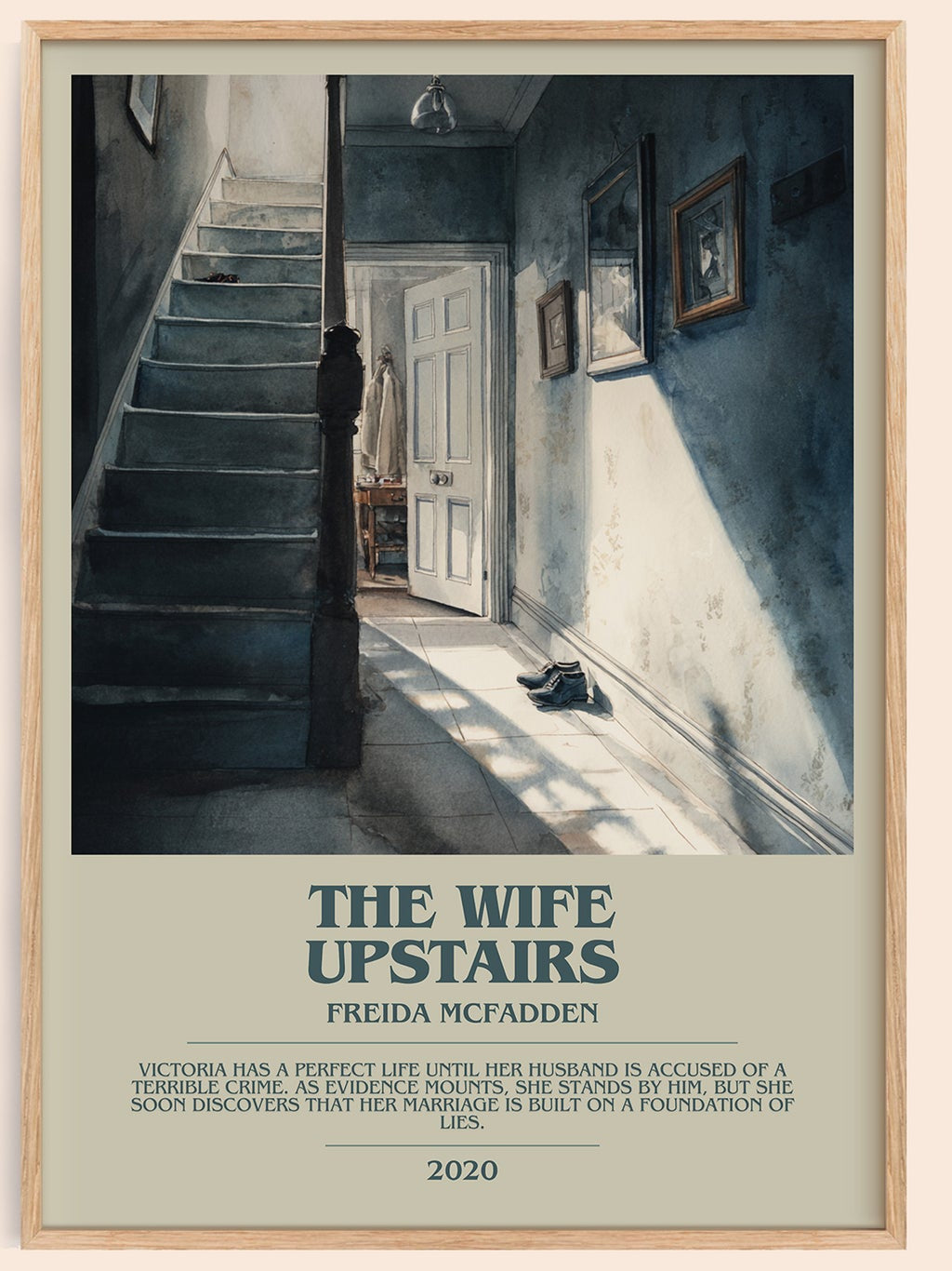 The Wife Upstairs bookish book poster by Freida Mcfadden – framed literary art print