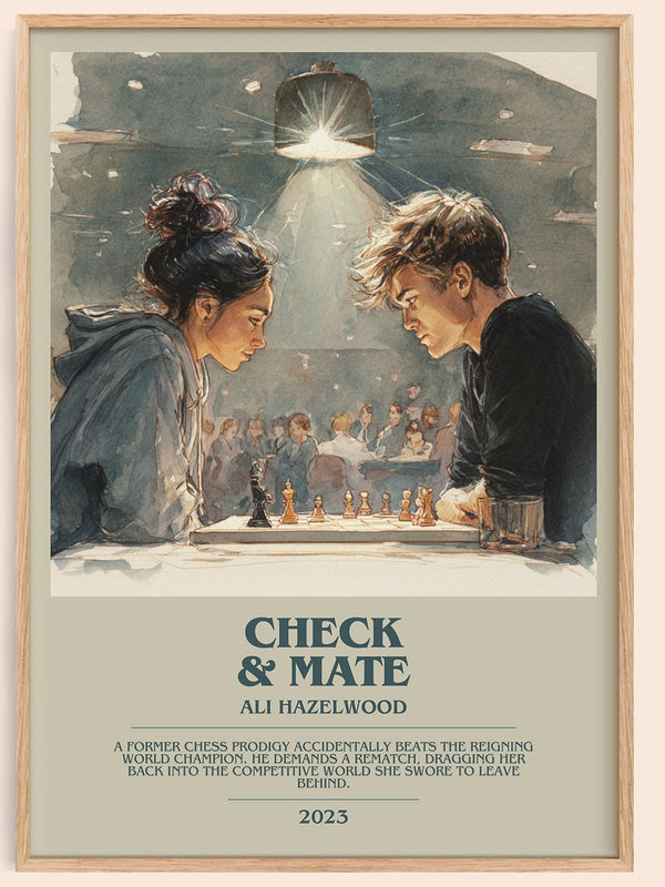 Check & Mate bookish book poster by Ali Hazelwood – framed literary art print
