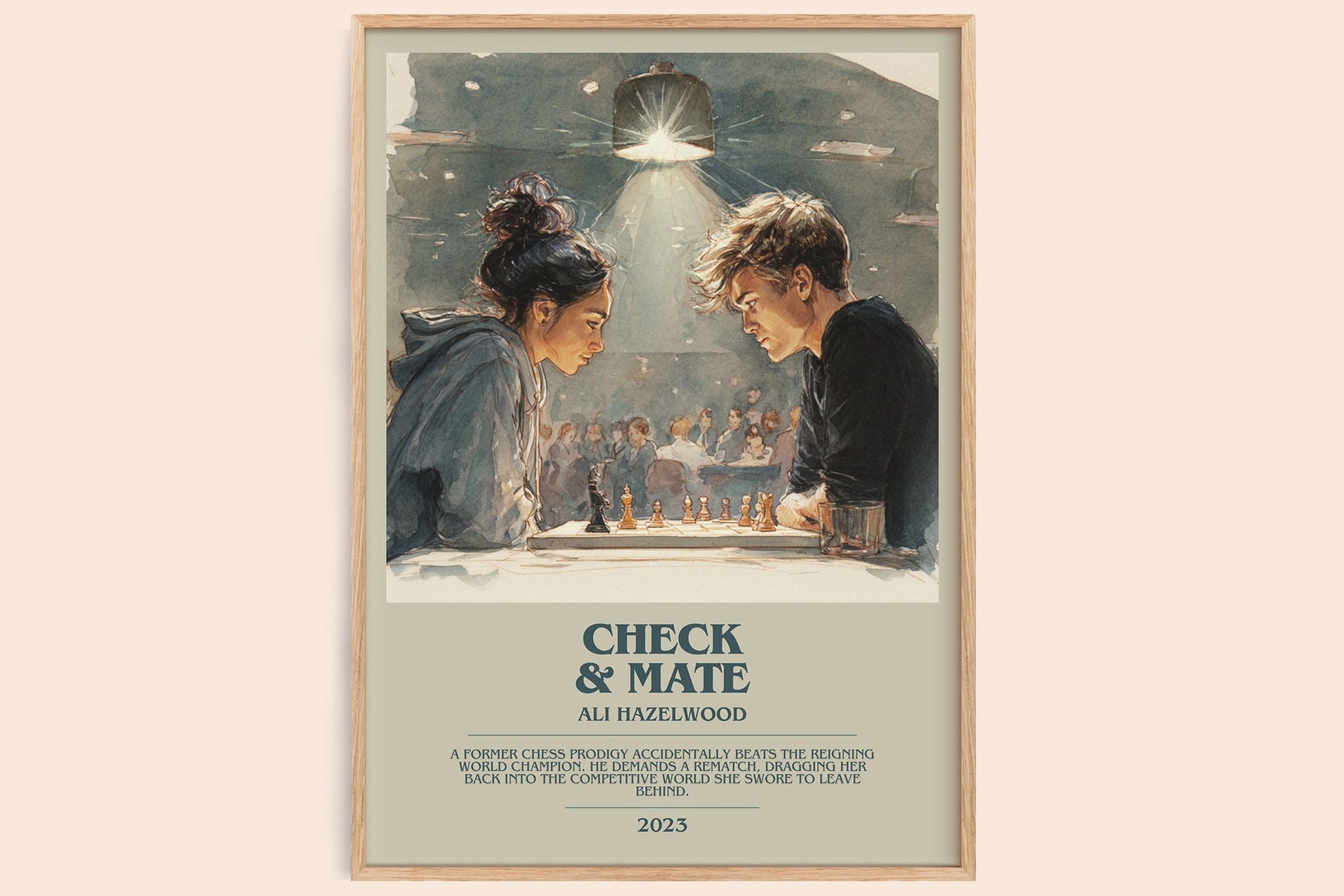 Check & Mate bookish book poster by Ali Hazelwood – framed literary art print