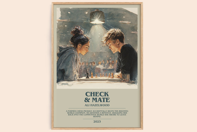 Check & Mate bookish book poster by Ali Hazelwood – framed literary art print