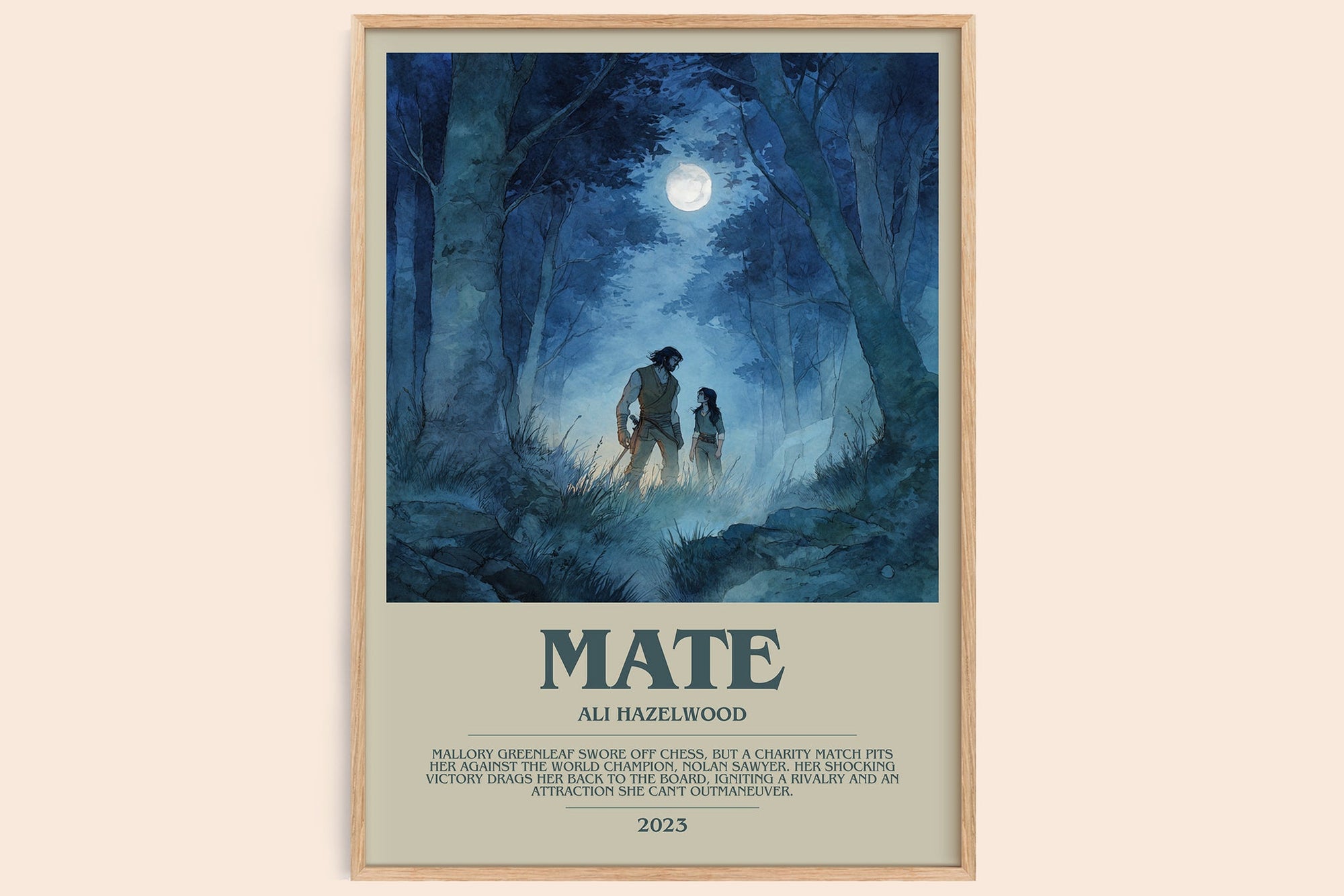Mate bookish book poster by Ali Hazelwood – framed literary art print