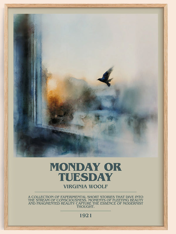 Monday Or Tuesday bookish book poster by Virginia Woolf – framed literary art print