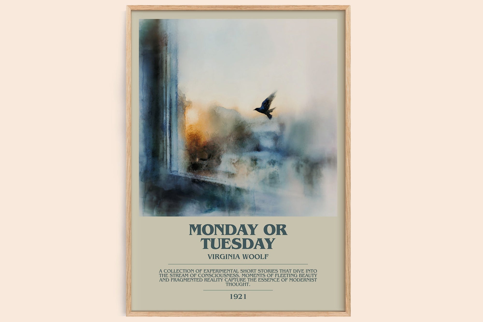 Monday Or Tuesday bookish book poster by Virginia Woolf – framed literary art print