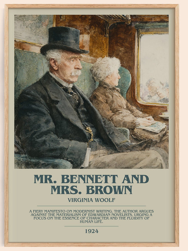 Mr. Bennett and Mrs. Brown bookish book poster by Virginia Woolf – framed literary art print