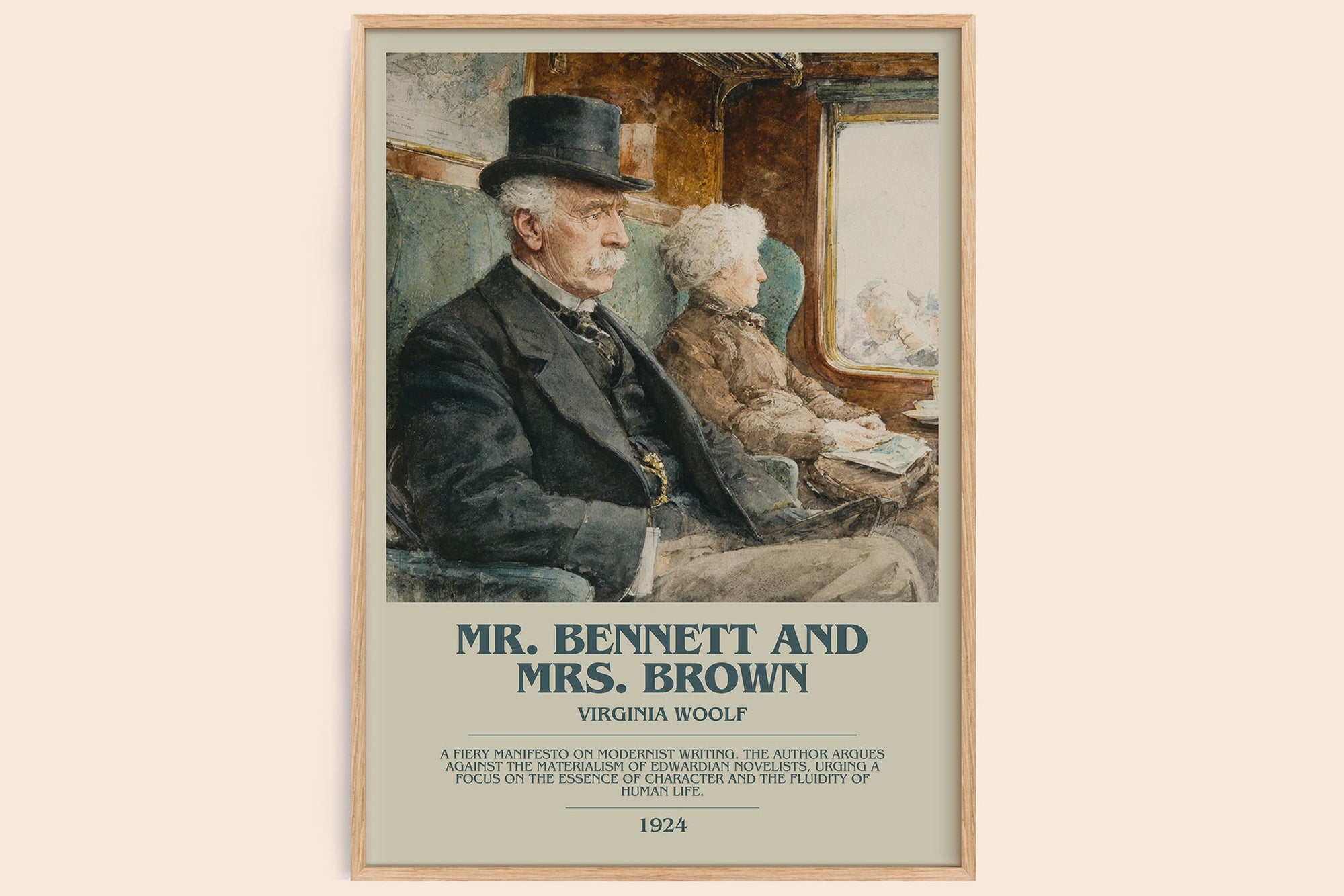 Mr. Bennett and Mrs. Brown bookish book poster by Virginia Woolf – framed literary art print