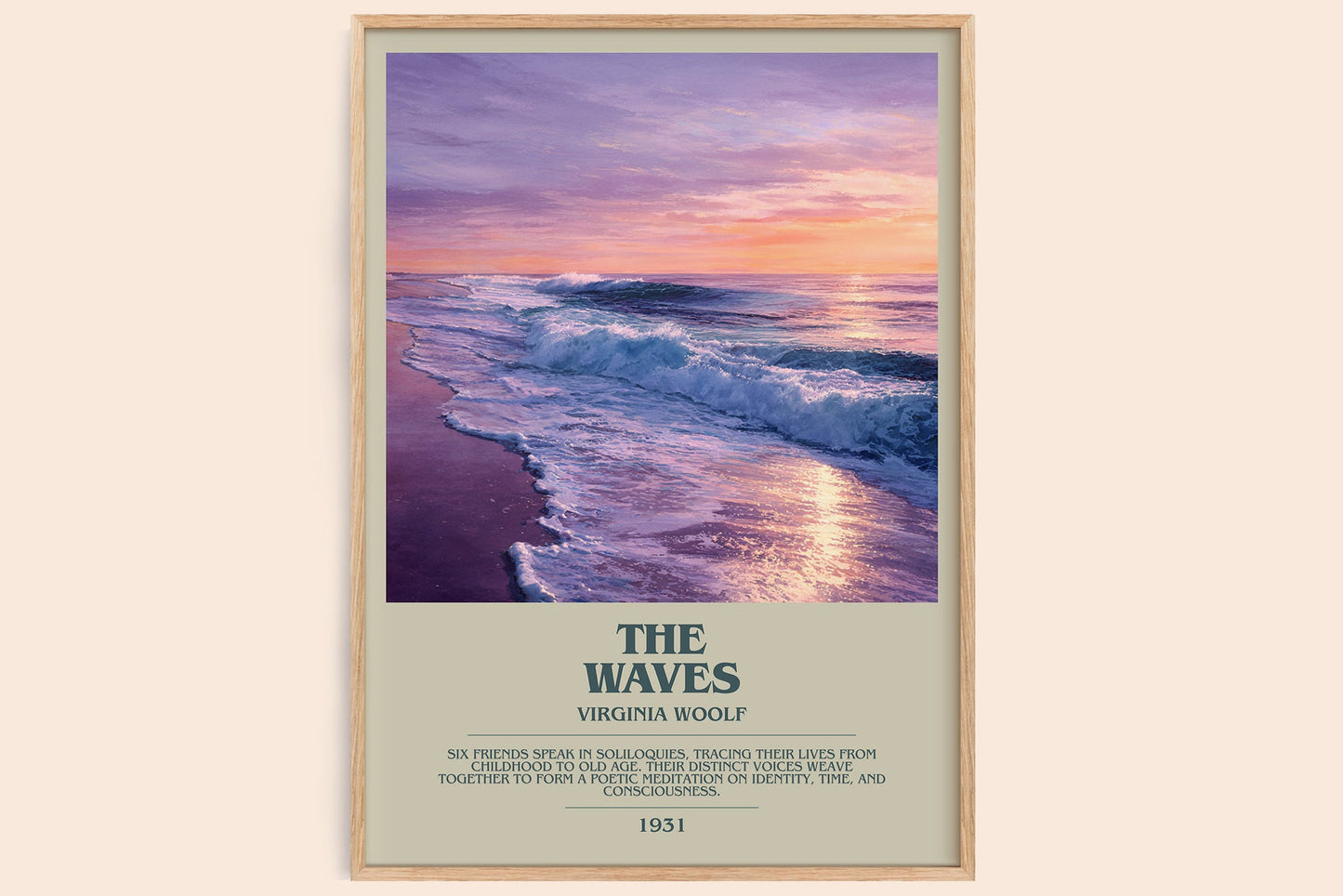The Waves bookish book poster by Virginia Woolf – framed literary art print