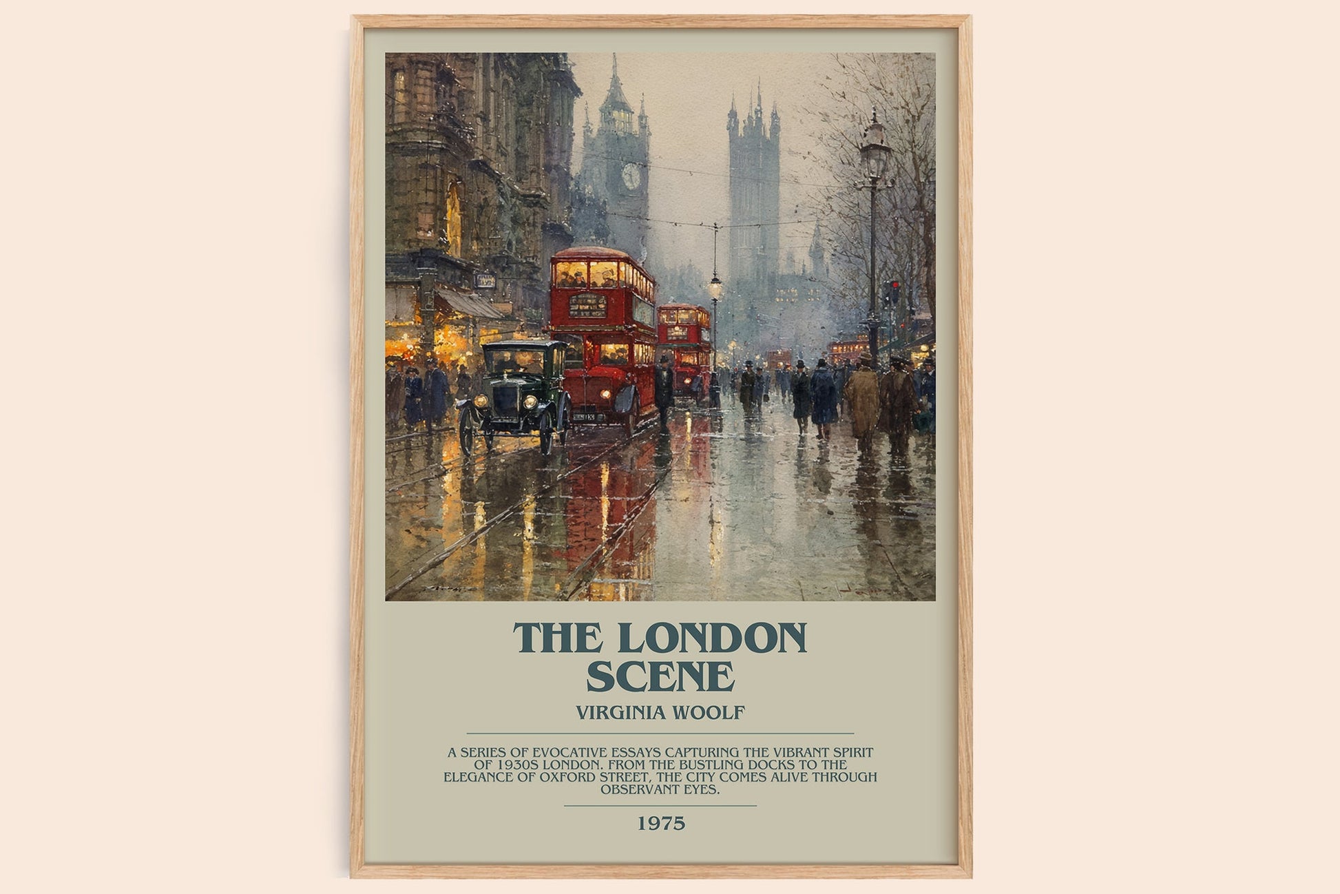 The London Scene bookish book poster by Virginia Woolf – framed literary art print