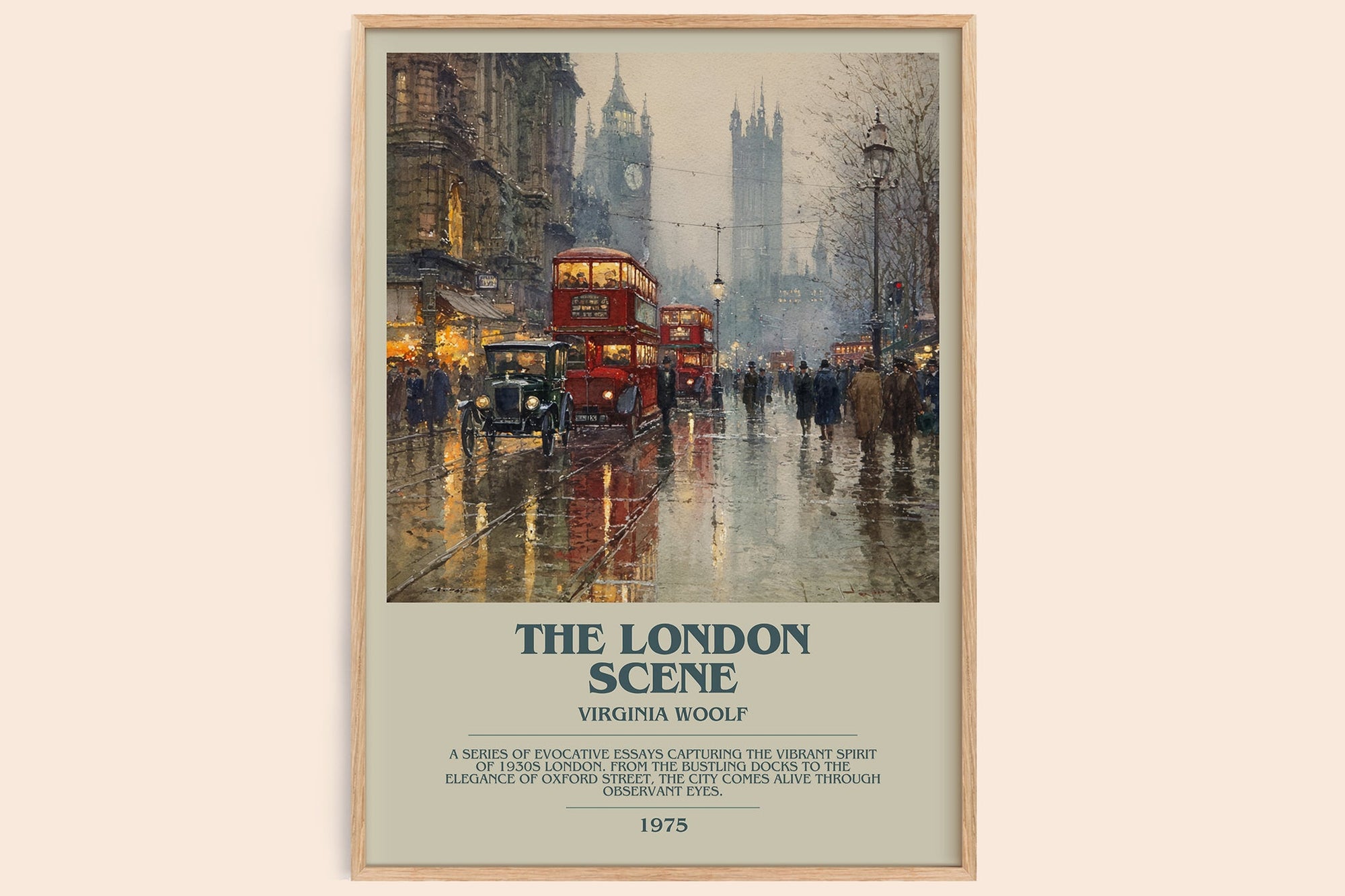 The London Scene bookish book poster by Virginia Woolf – framed literary art print