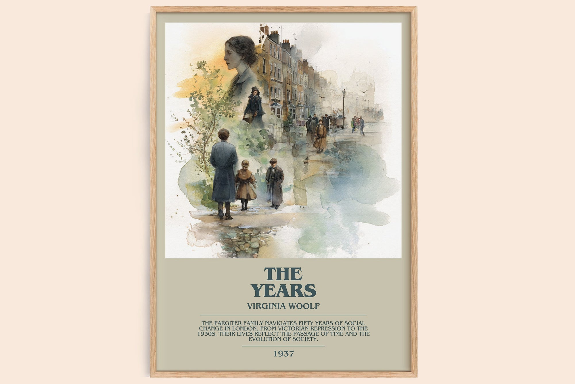 The Years bookish book poster by Virginia Woolf – framed literary art print