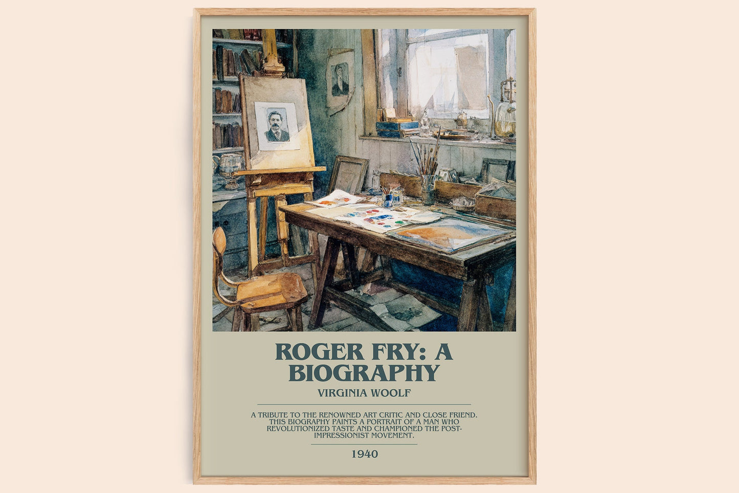Roger Fry: A Biography bookish book poster by Virginia Woolf – framed literary art print