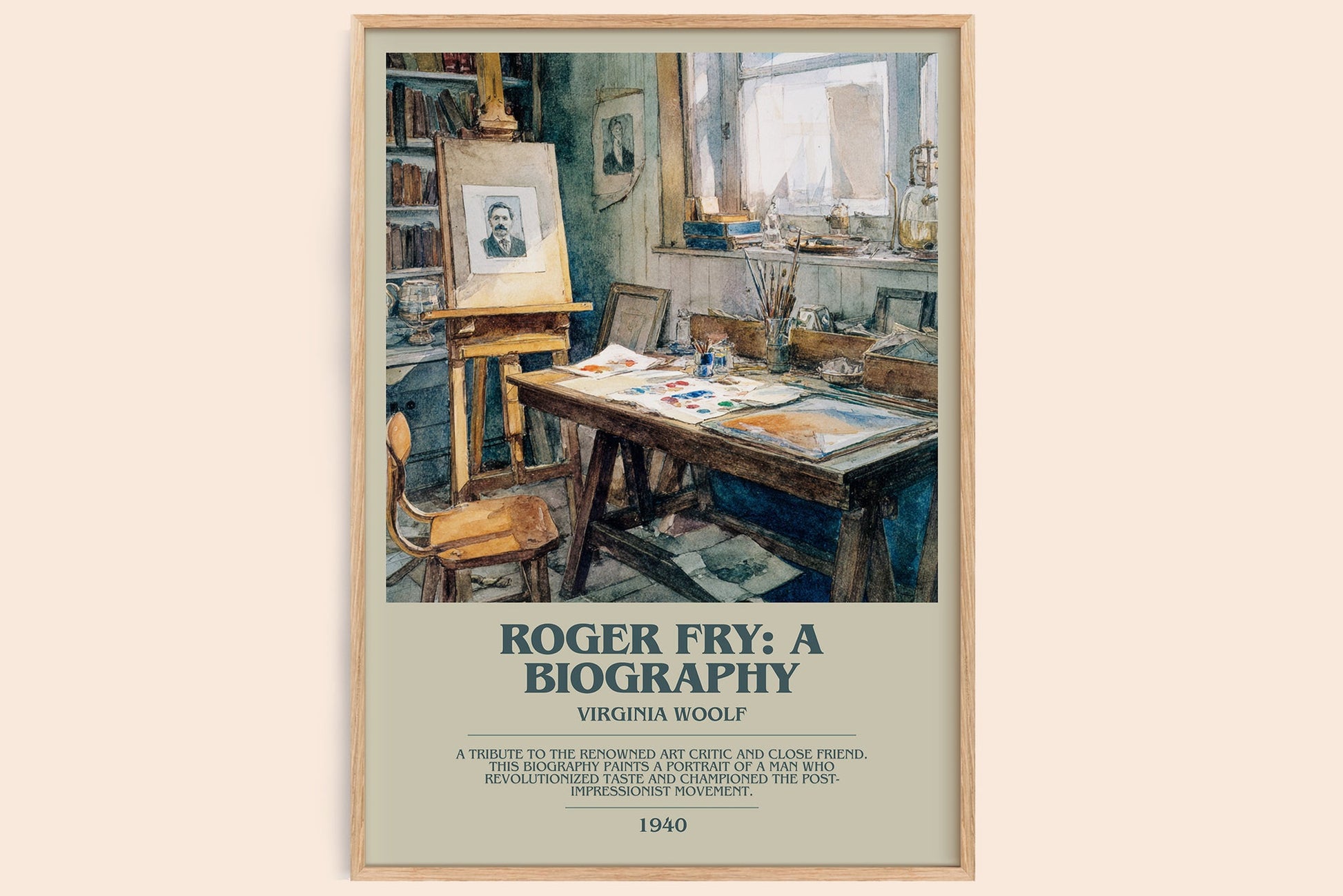 Roger Fry: A Biography bookish book poster by Virginia Woolf – framed literary art print