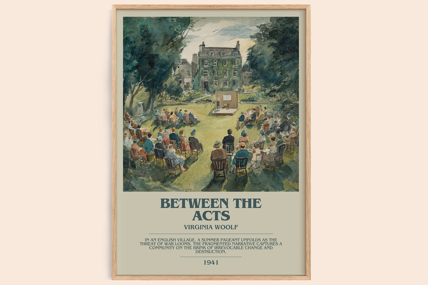 Between the Acts bookish book poster by Virginia Woolf – framed literary art print