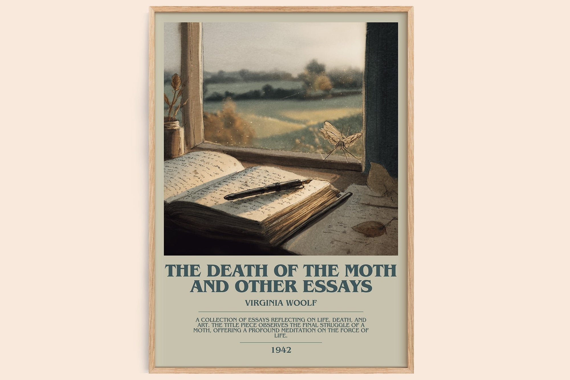 The Death of the Moth and Other Essays bookish book poster by Virginia Woolf – framed literary art print
