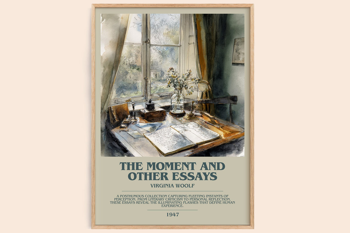 The Moment And Other Essays bookish book poster by Virginia Woolf – framed literary art print