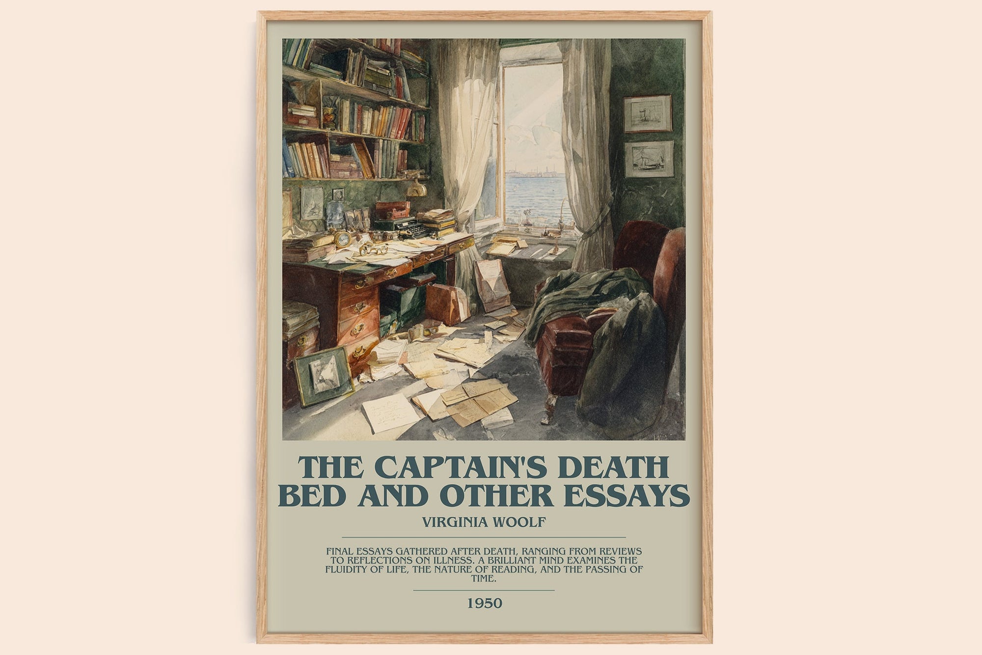 The Captain's Death Bed, and Other Essays bookish book poster by Virginia Woolf – framed literary art print