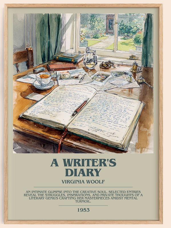A Writer's Diary bookish book poster by Virginia Woolf – framed literary art print