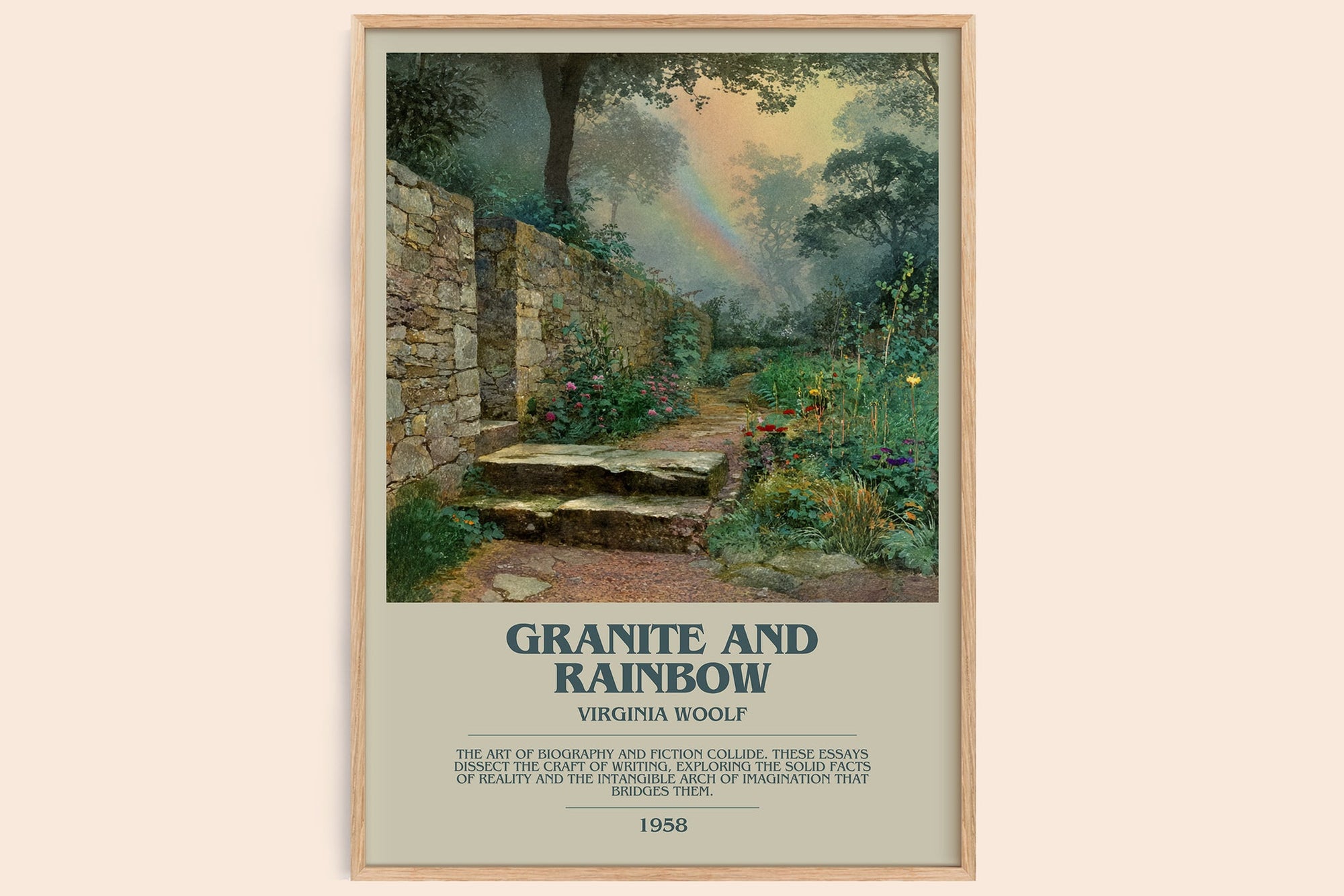 Granite and Rainbow bookish book poster by Virginia Woolf – framed literary art print