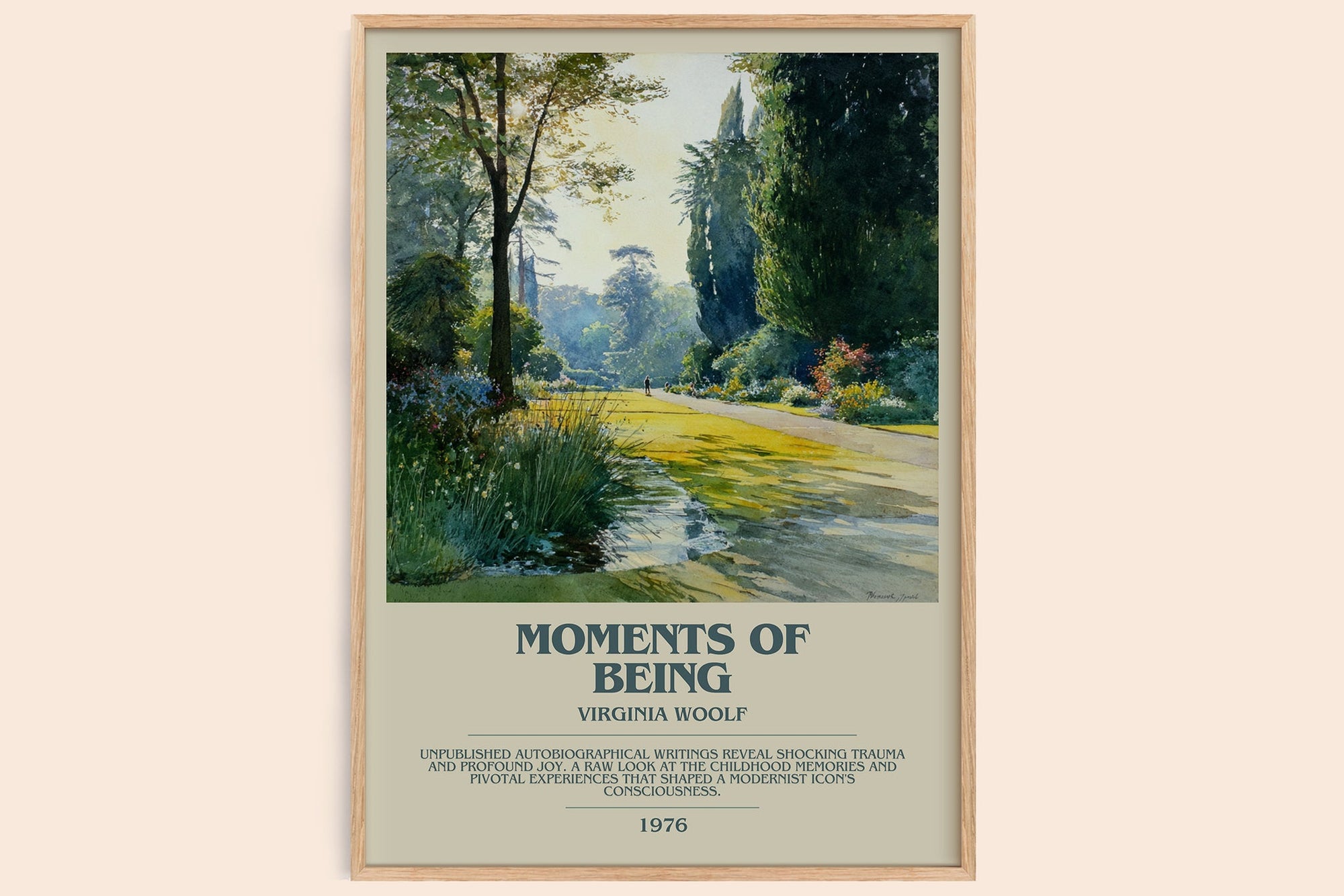 Moments of Being bookish book poster by Virginia Woolf – framed literary art print