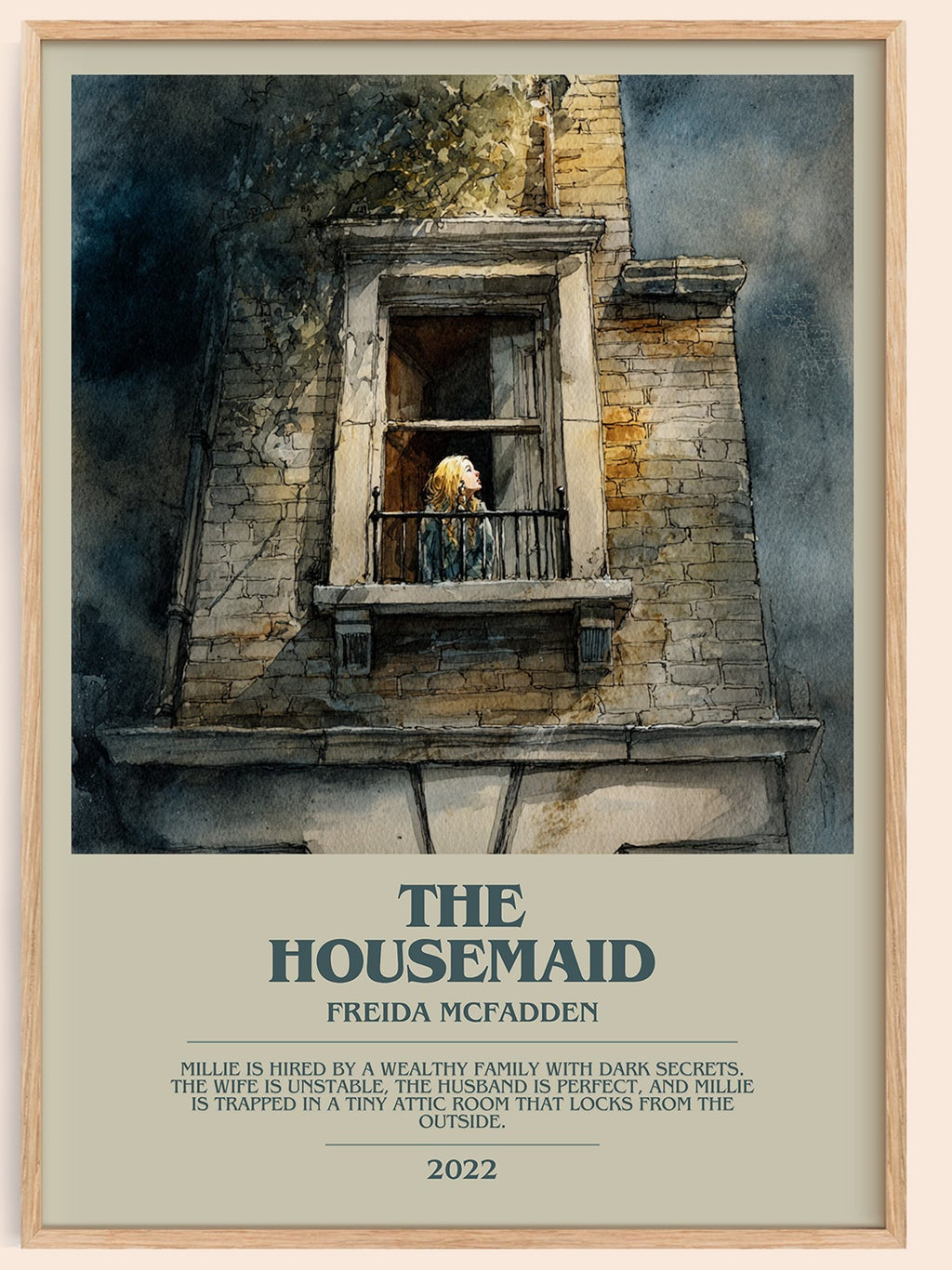 The Housemaid bookish book poster by Freida Mcfadden – framed literary art print
