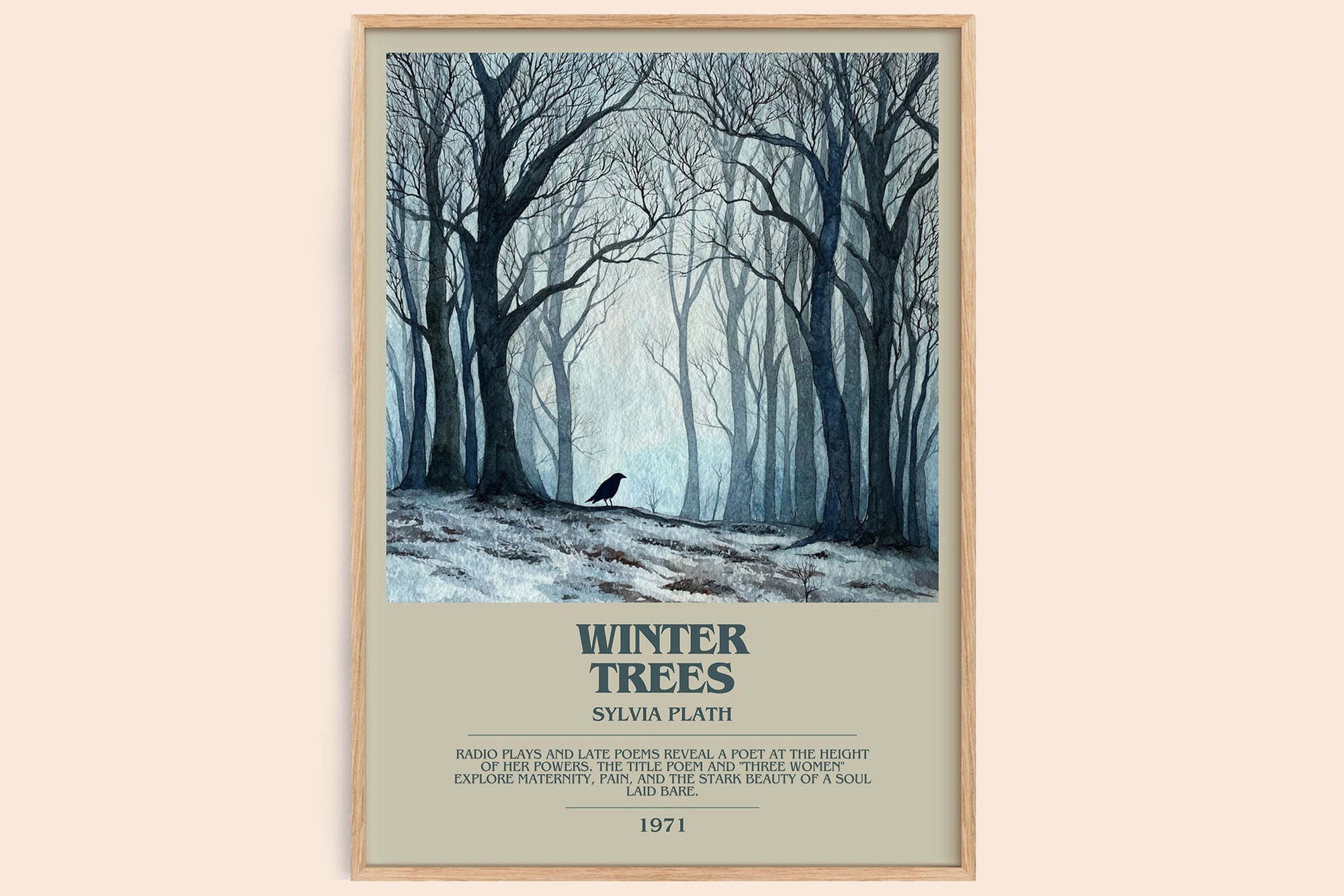 Winter Trees bookish book poster by Sylvia Plath – framed literary art print