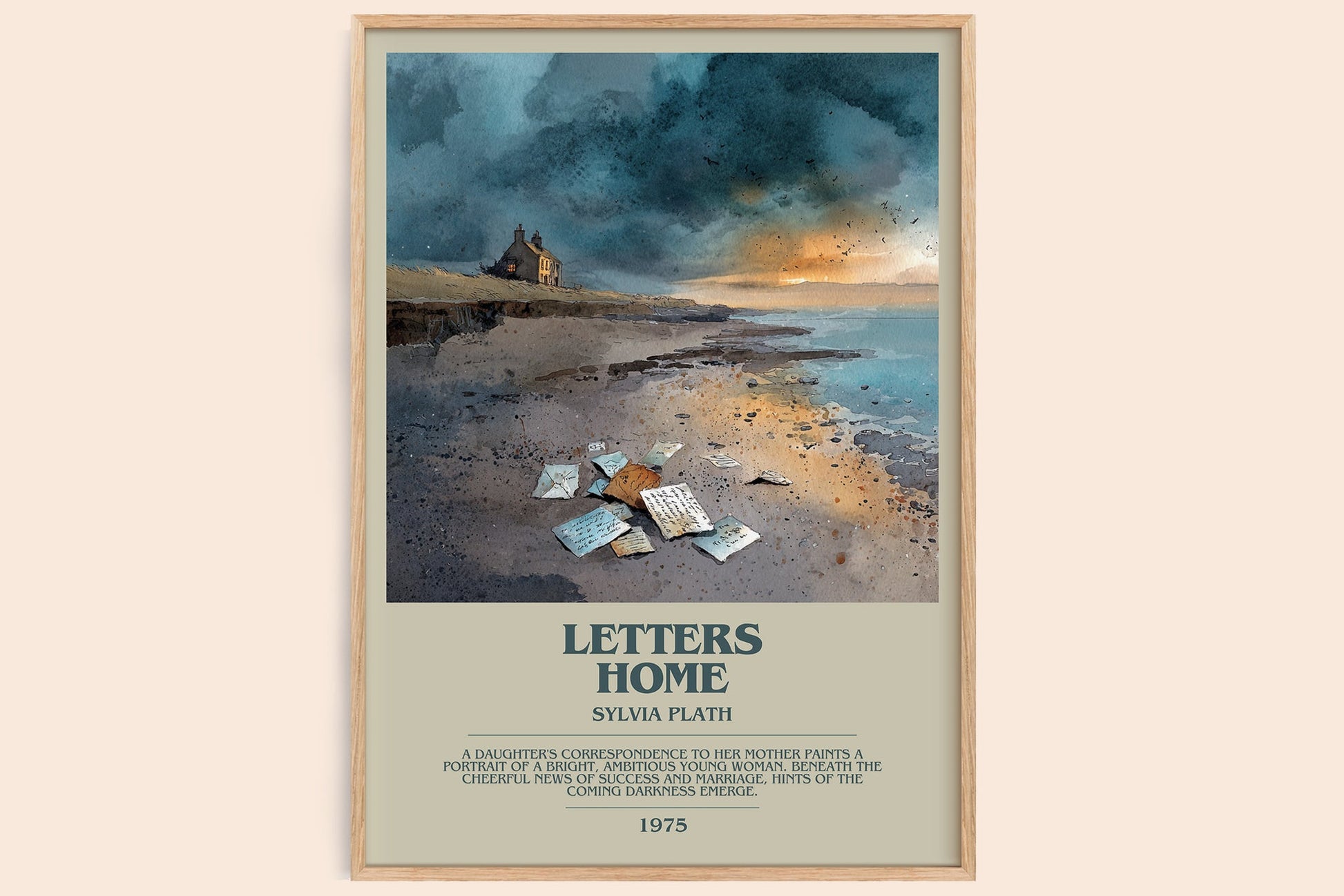 Letters Home bookish book poster by Sylvia Plath – framed literary art print