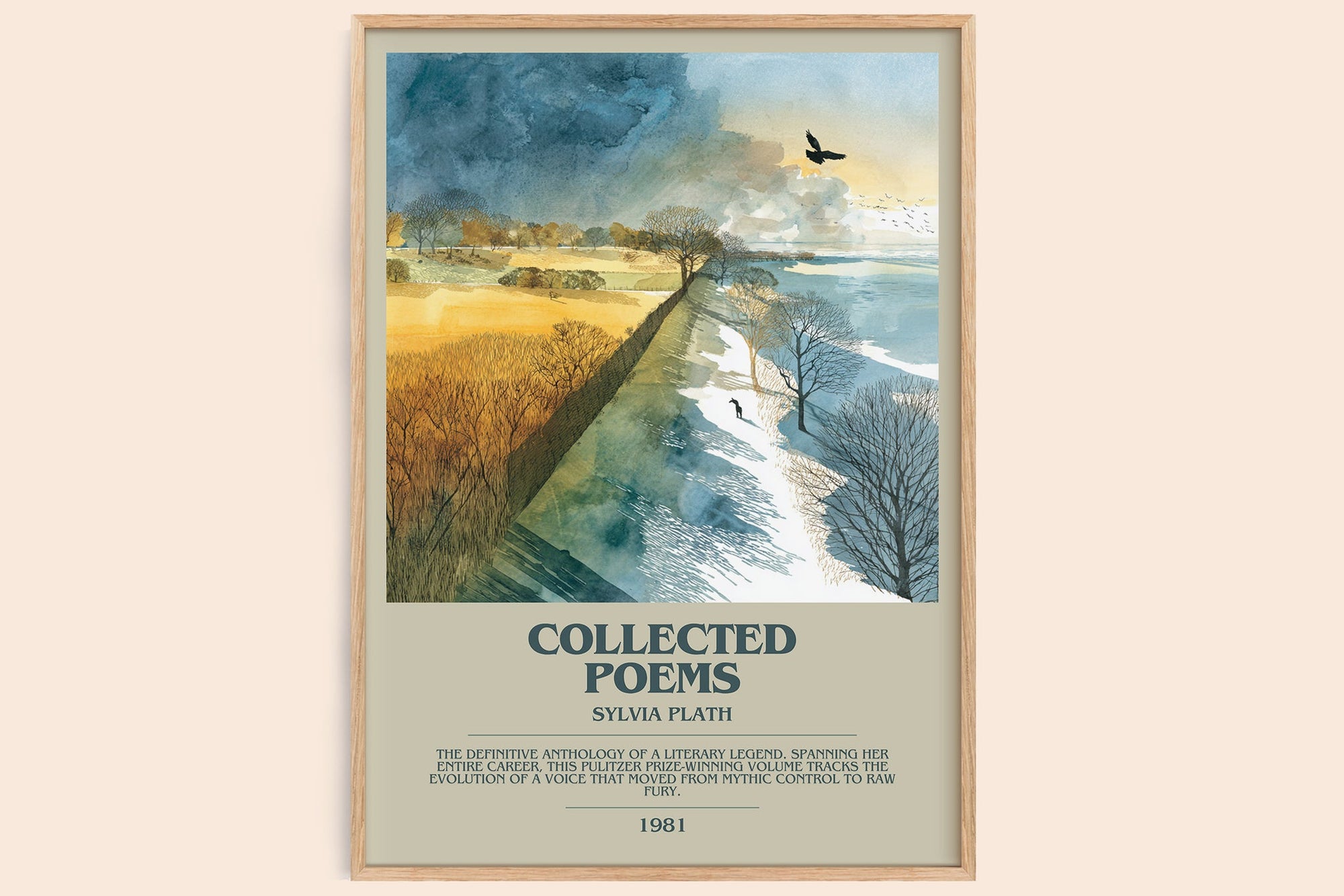 The Collected Poems bookish book poster by Sylvia Plath – framed literary art print