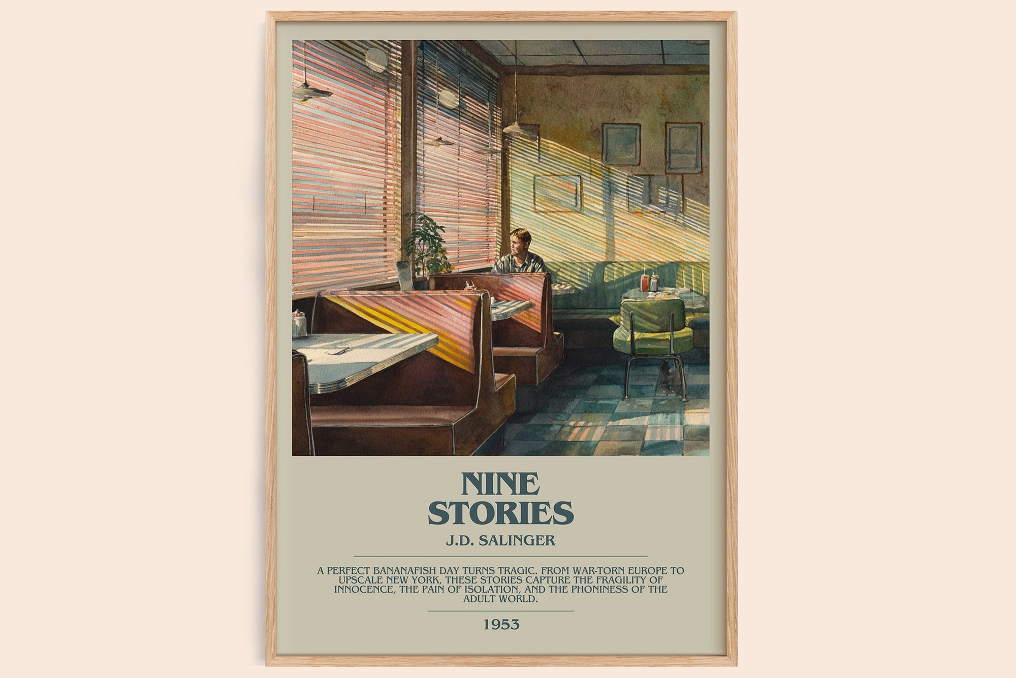 Nine Stories bookish book poster by J. D. Salinger – framed literary art print