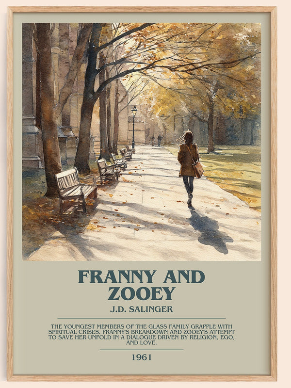 Franny and Zooey bookish book poster by J.D. Salinger – framed literary art print