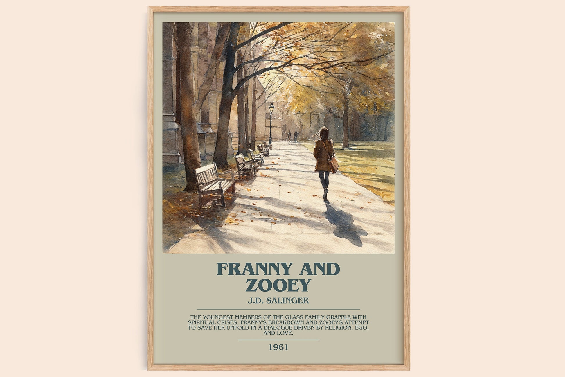 Franny and Zooey bookish book poster by J.D. Salinger – framed literary art print