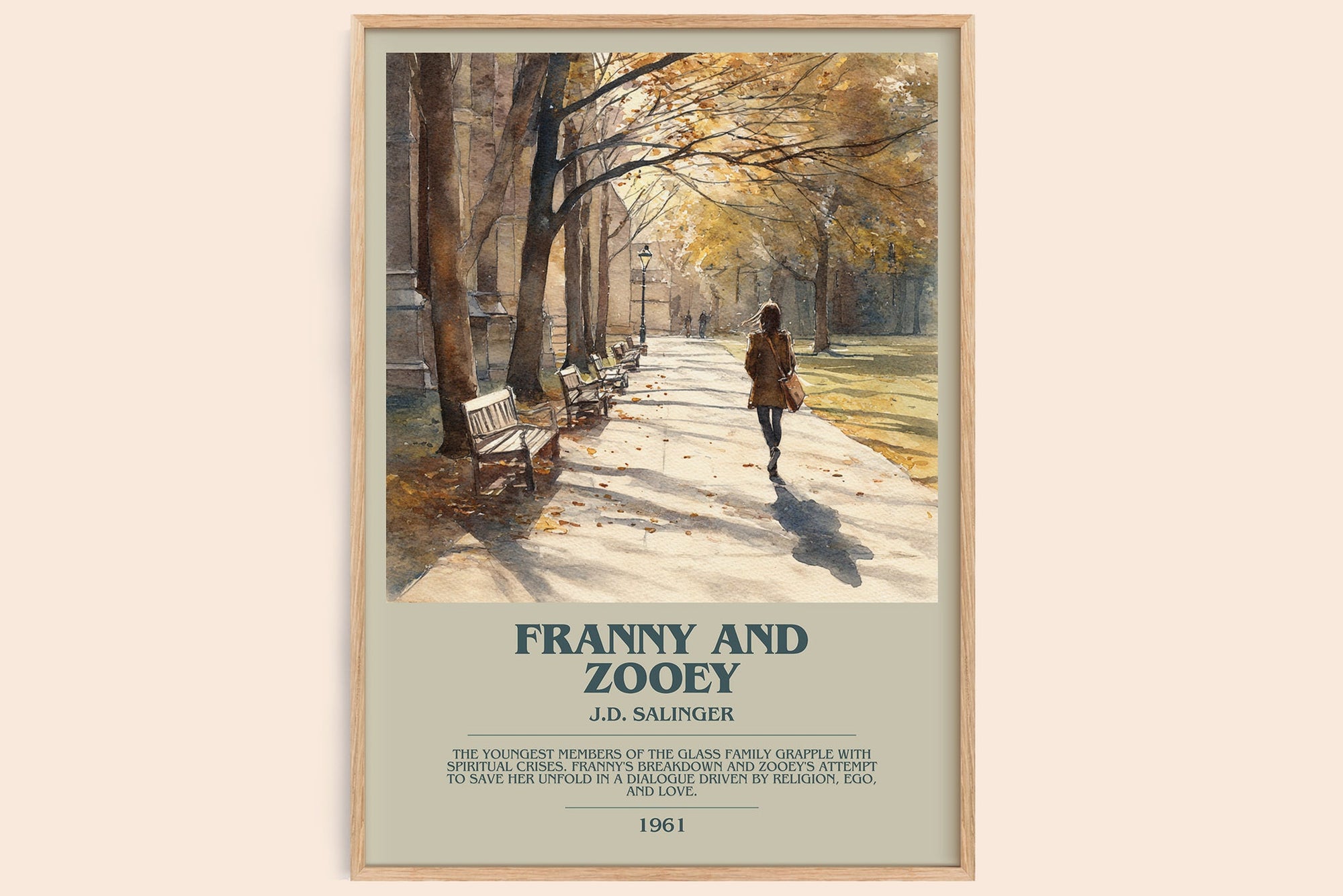 Franny and Zooey bookish book poster by J.D. Salinger – framed literary art print