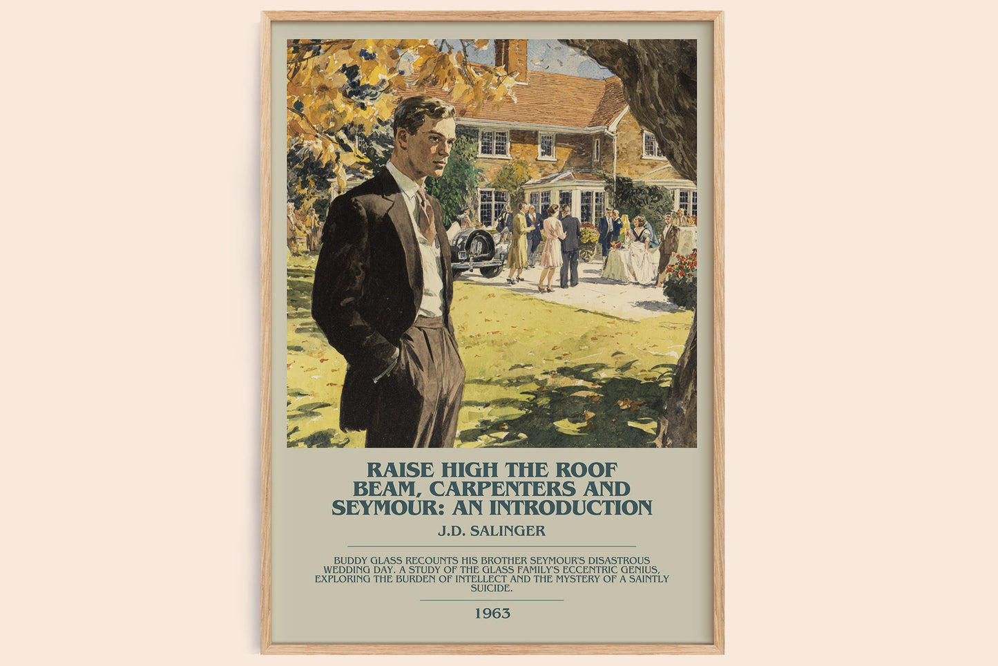 Raise High the Roof Beam, Carpenters and Seymour: An Introduction bookish book poster by J.D. Salinger – framed literary art