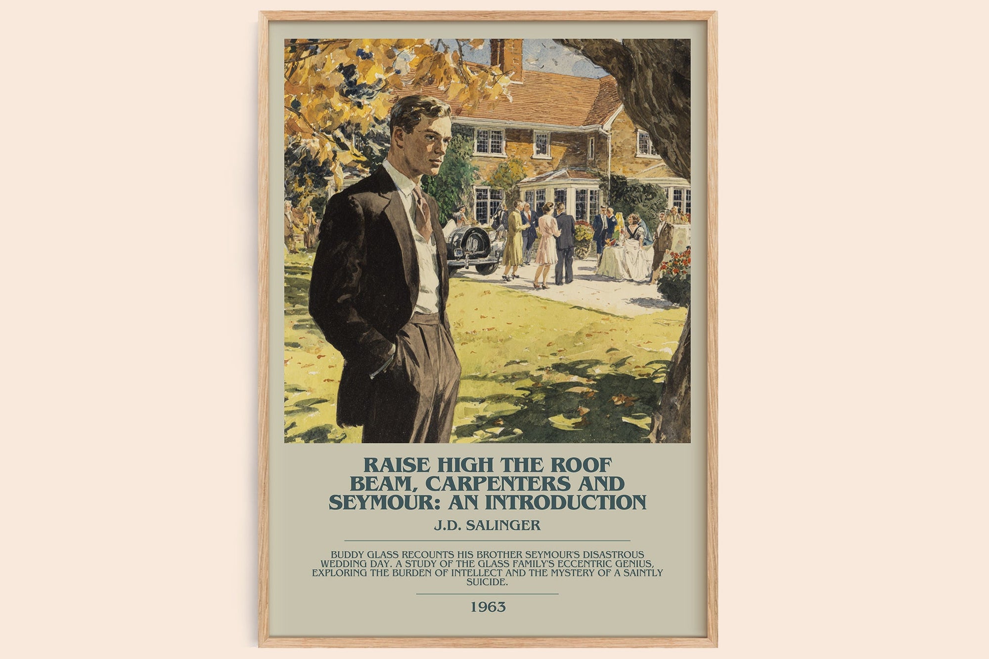 Raise High the Roof Beam, Carpenters and Seymour: An Introduction bookish book poster by J.D. Salinger – framed literary art