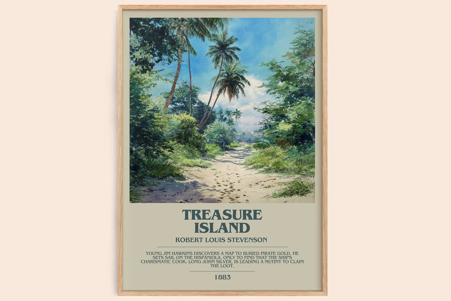 Treasure Island bookish book poster by Robert Louis Stevenson – framed literary art print