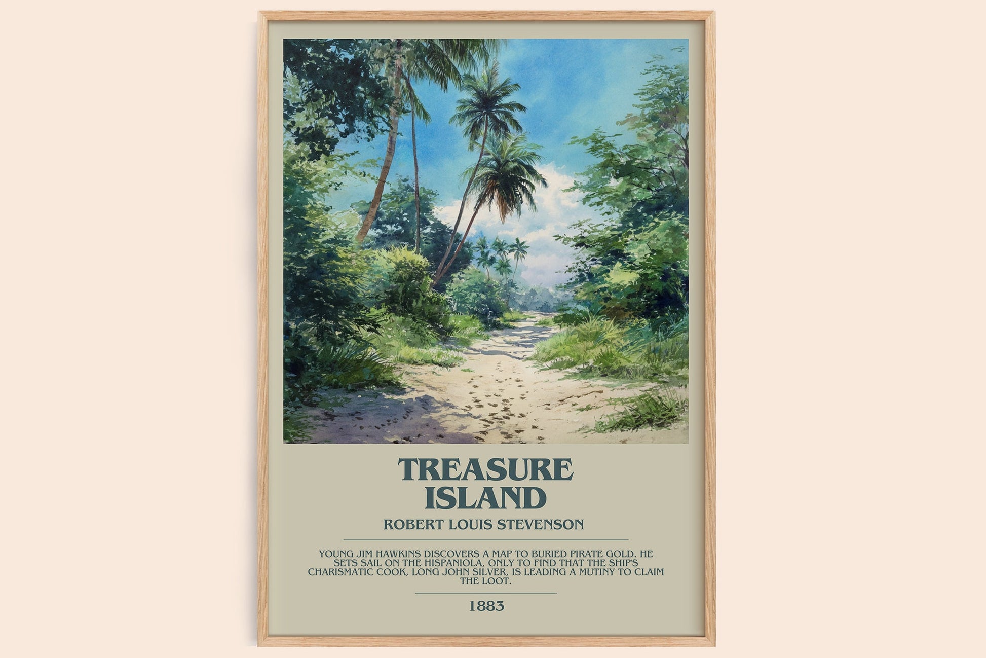 Treasure Island bookish book poster by Robert Louis Stevenson – framed literary art print