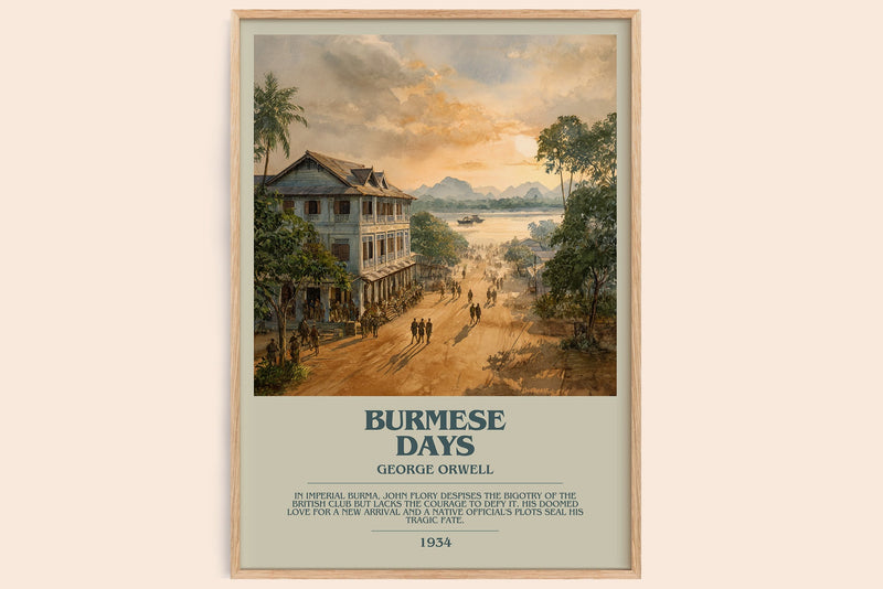 Burmese Days bookish book poster by George Orwell – framed literary art print