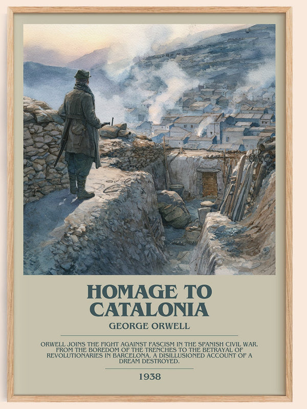 Homage to Catalonia bookish book poster by George Orwell – framed literary art print