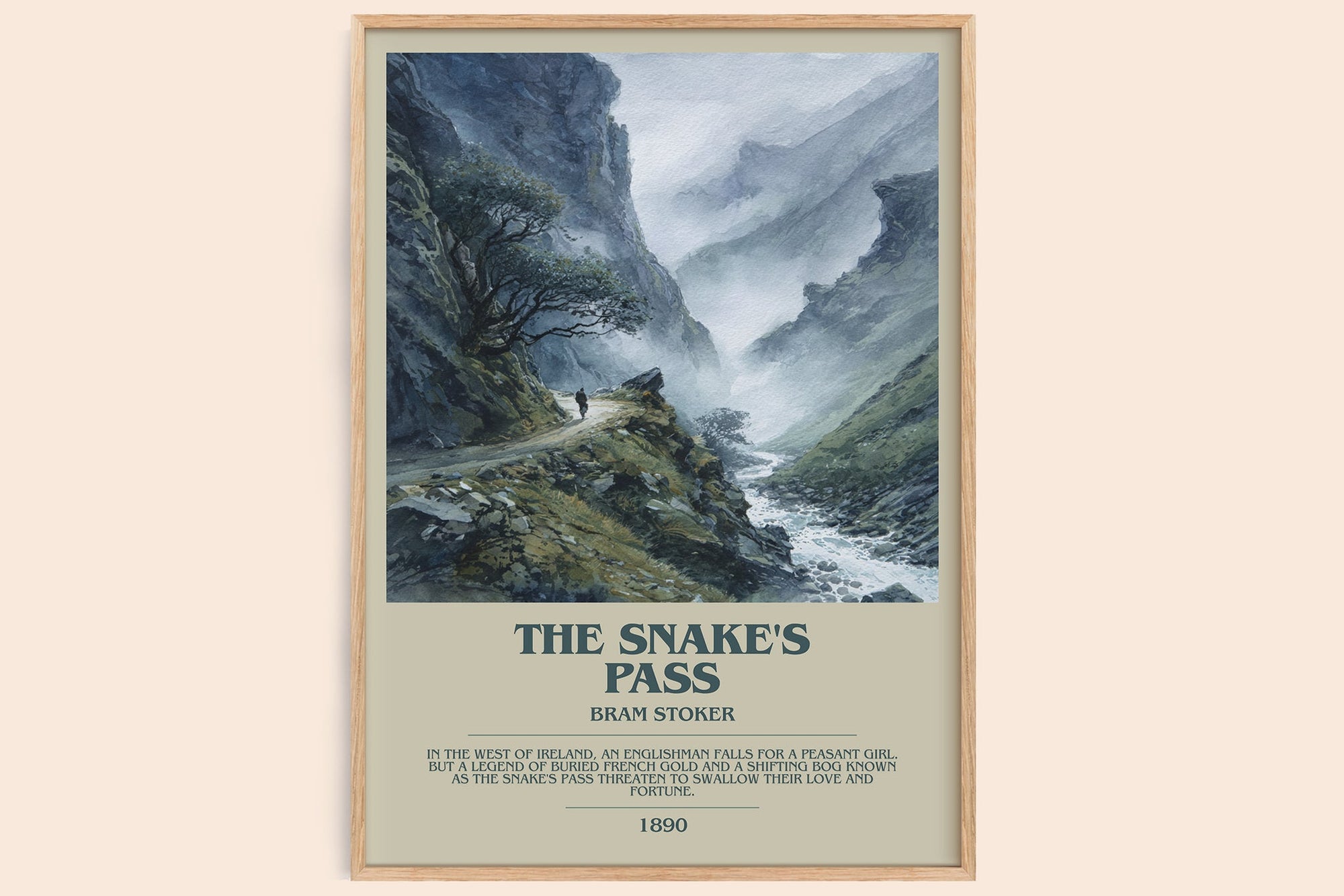 The Snake's Pass bookish book poster by Bram Stoker – framed literary art print