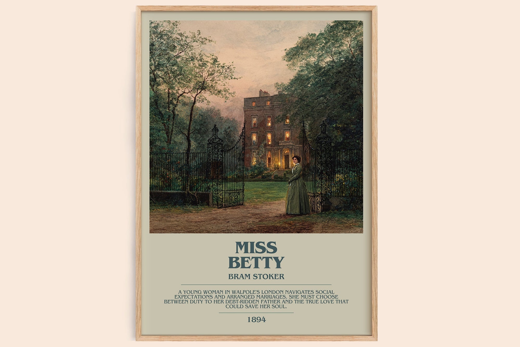 Miss Betty bookish book poster by Bram Stoker – framed literary art print