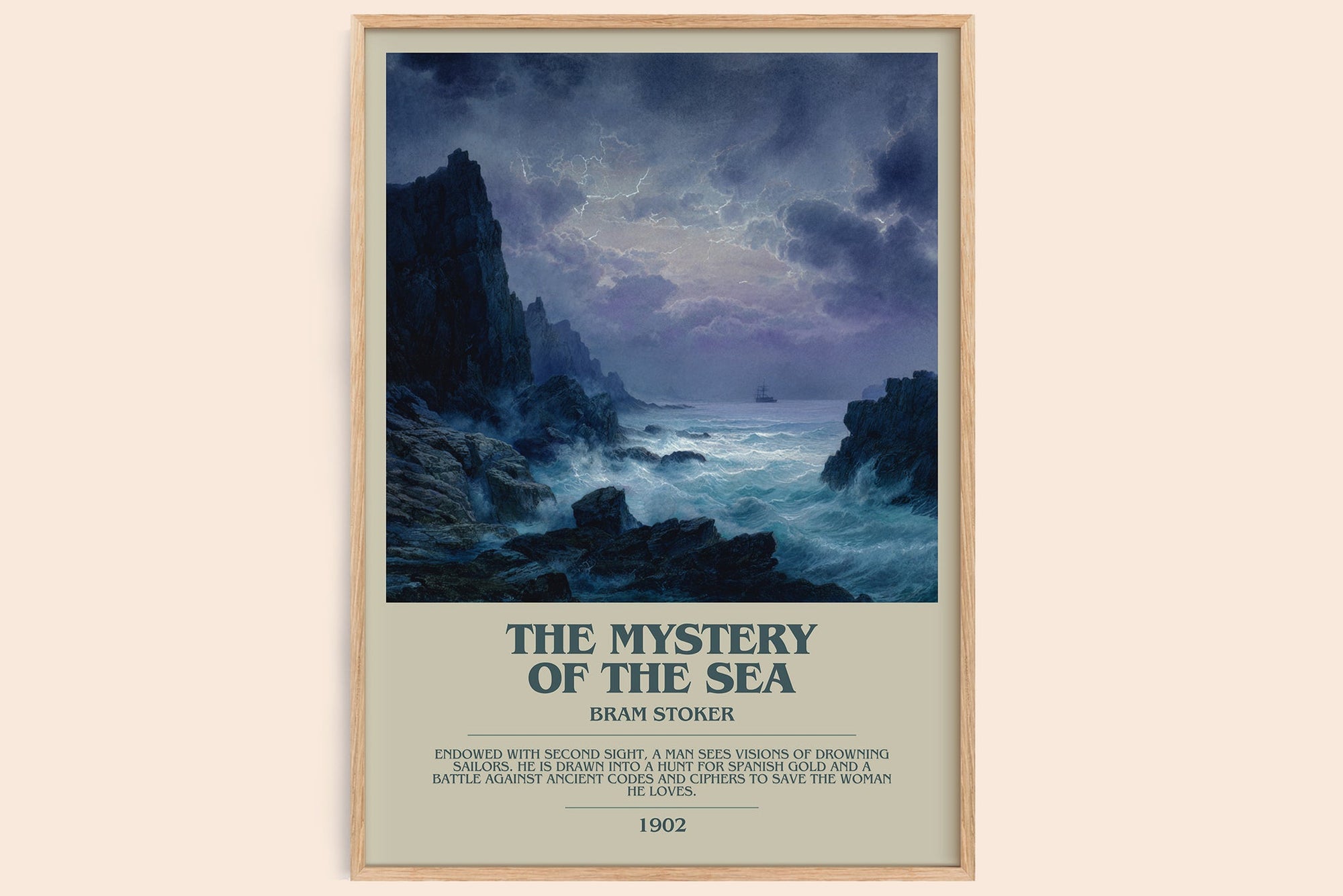 The Mystery Of The Sea bookish book poster by Bram Stoker – framed literary art print