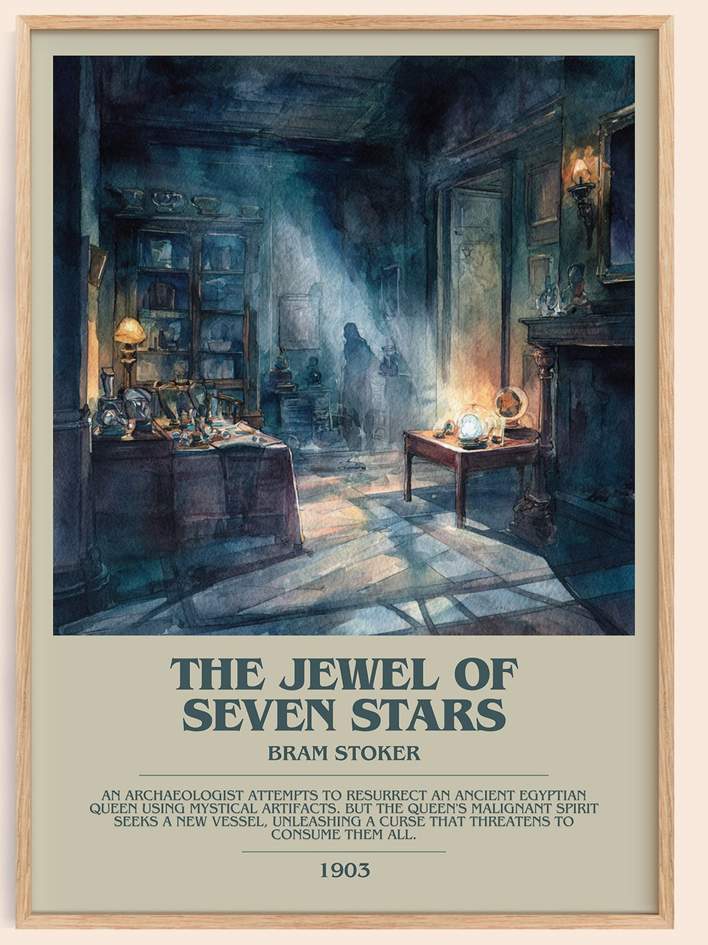 The Jewel Of Seven Stars bookish book poster by Bram Stoker – framed literary art print