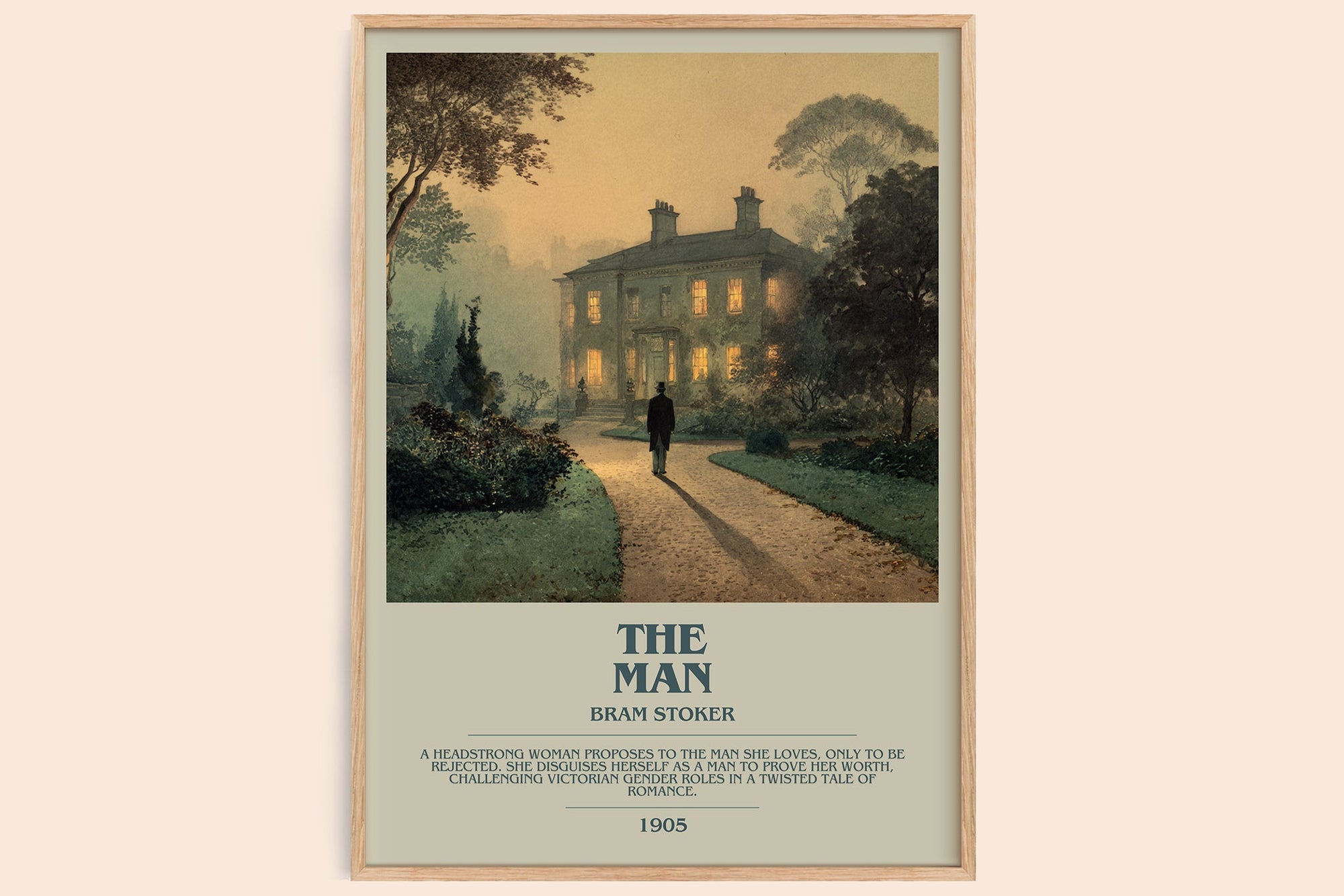 The Man bookish book poster by Bram Stoker – framed literary art print