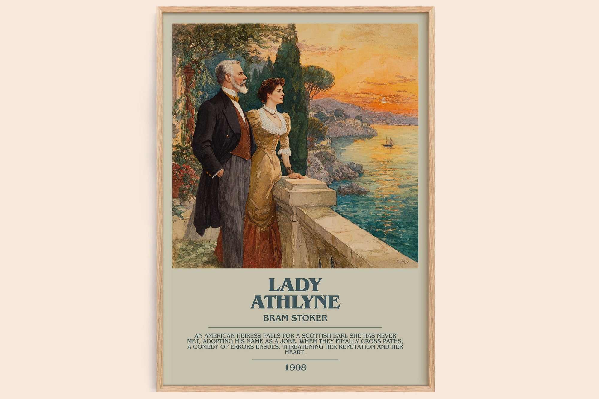 Lady Athlyne bookish book poster by Bram Stoker – framed literary art print