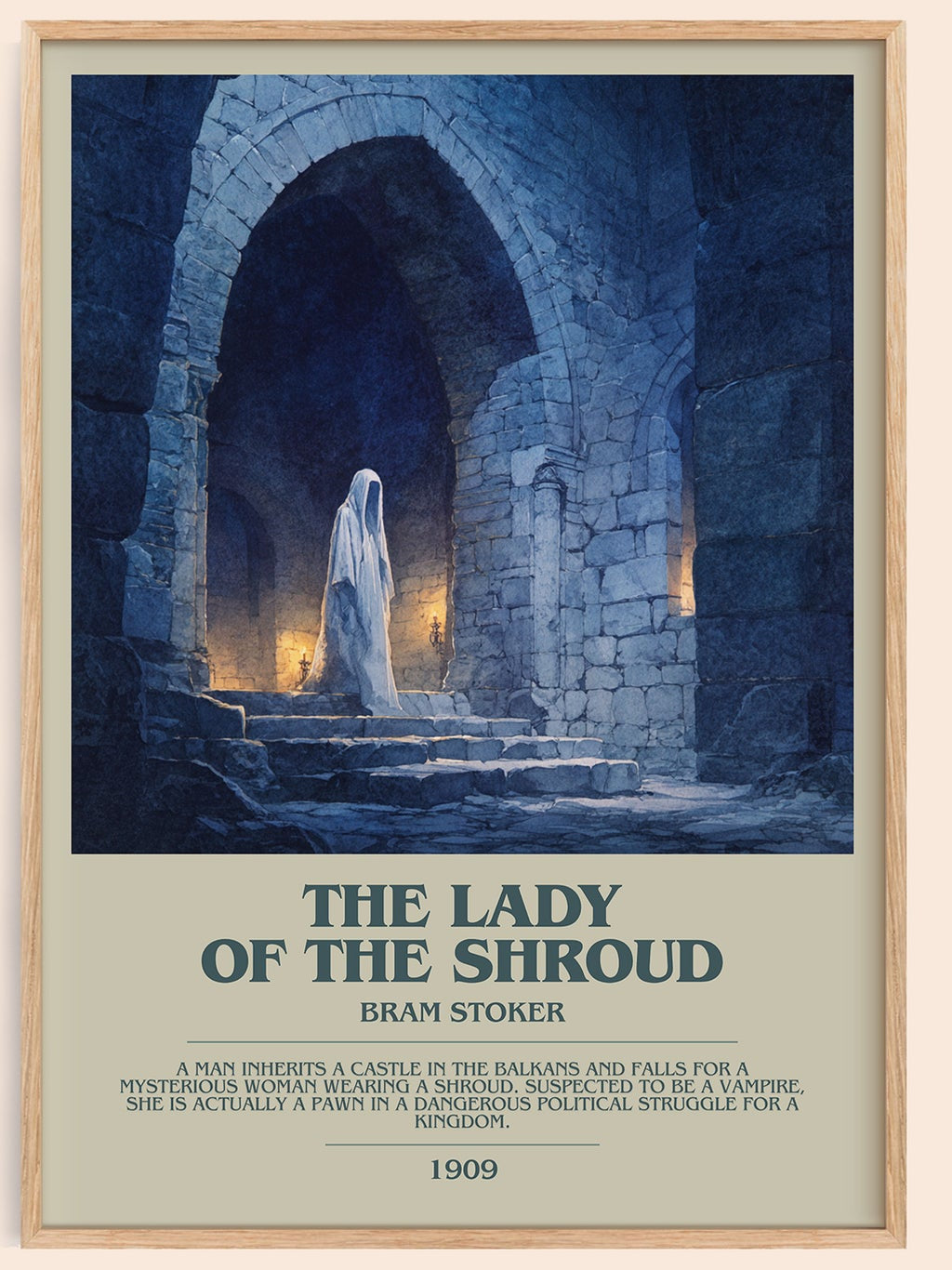 The Lady of the Shroud bookish book poster by Bram Stoker – framed literary art print
