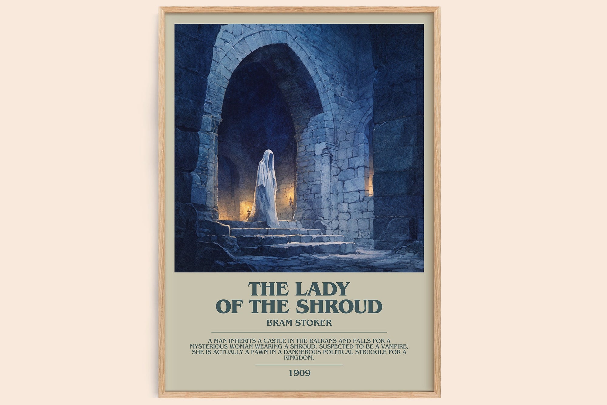The Lady of the Shroud bookish book poster by Bram Stoker – framed literary art print